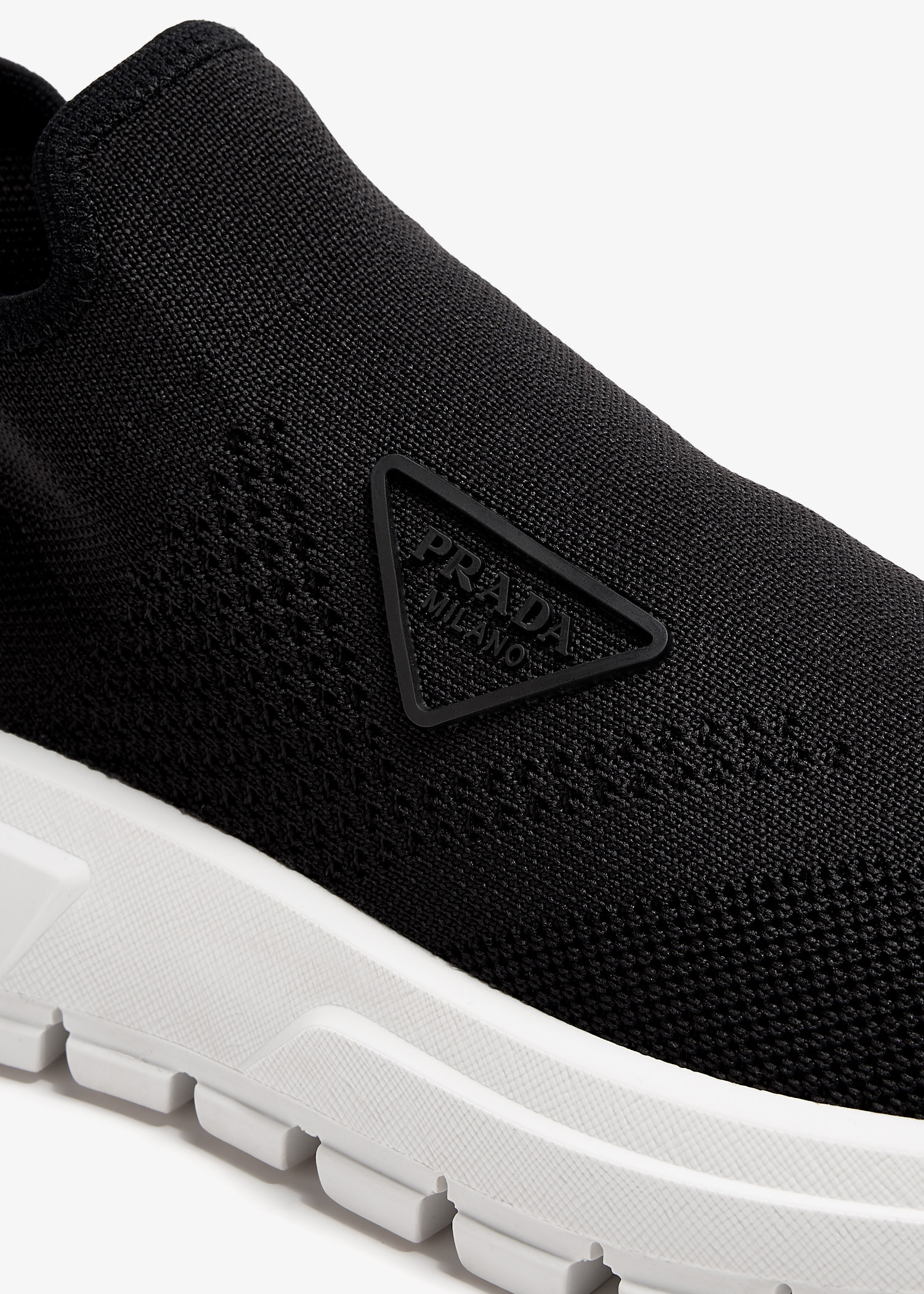 Prada Stretch knit sock sneakers for Women - Black in UAE | Level