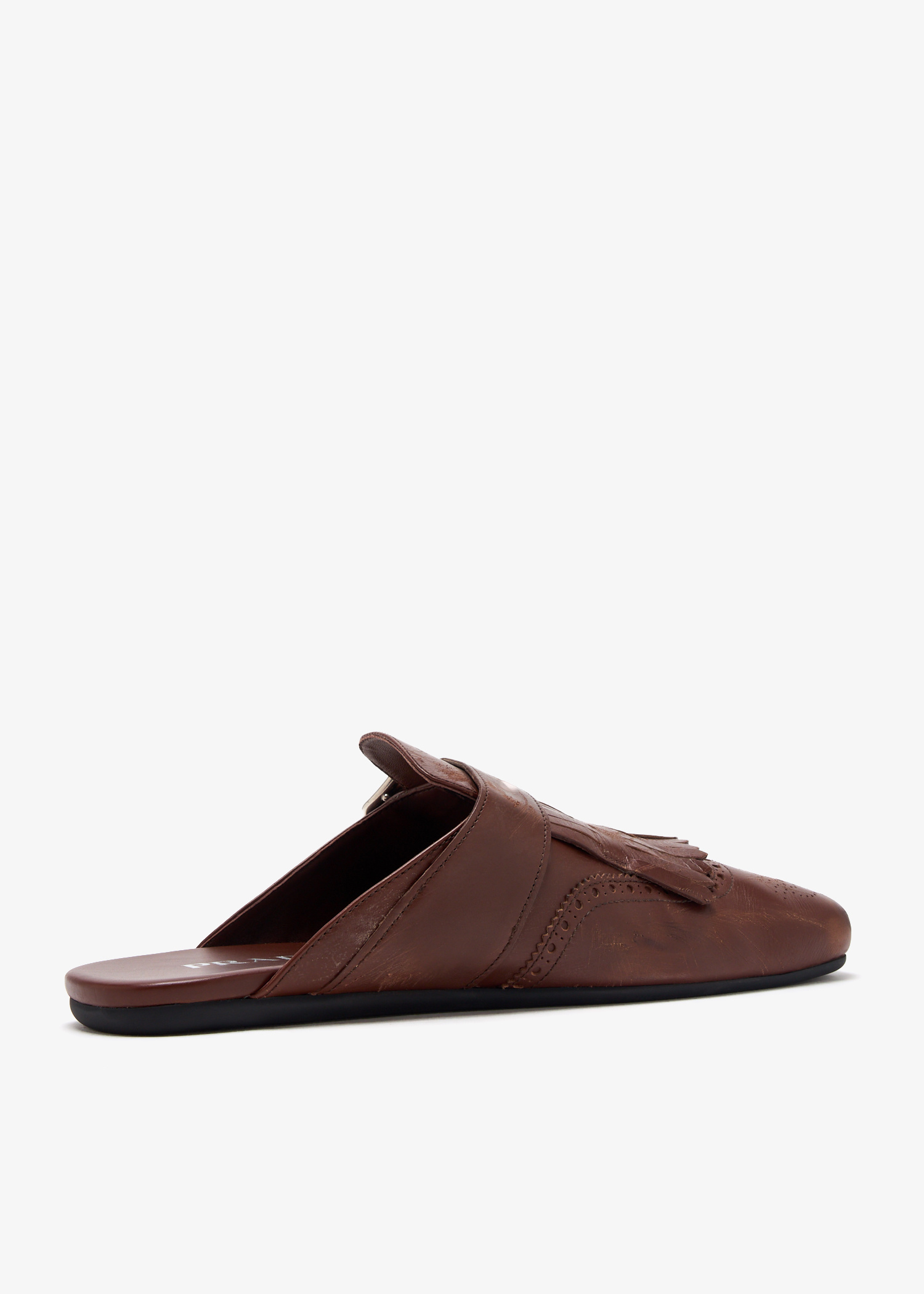 Prada Shuffle fringed leather mules for Women - Brown in UAE