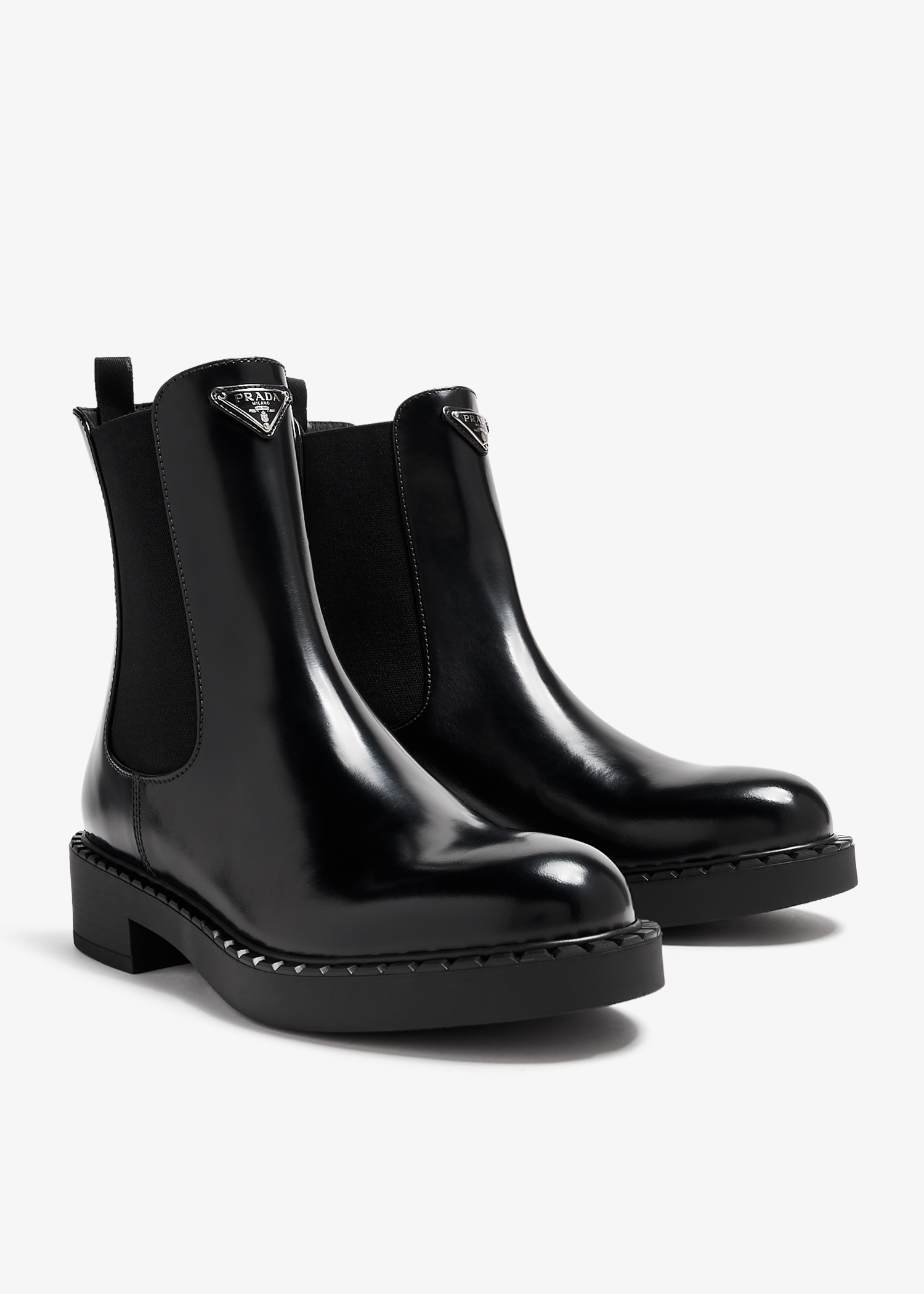 Prada Brushed Leather Chelsea boots for Women - Black in UAE