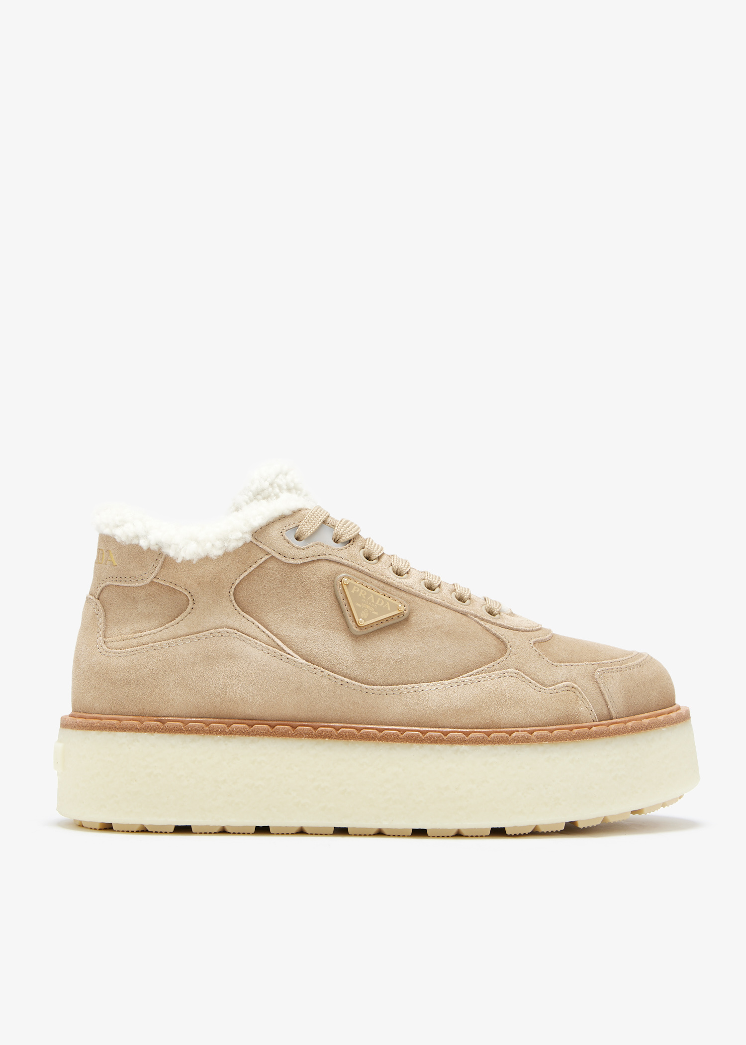 Prada Suede mid-top sneakers for Women - Beige in UAE | Level Shoes