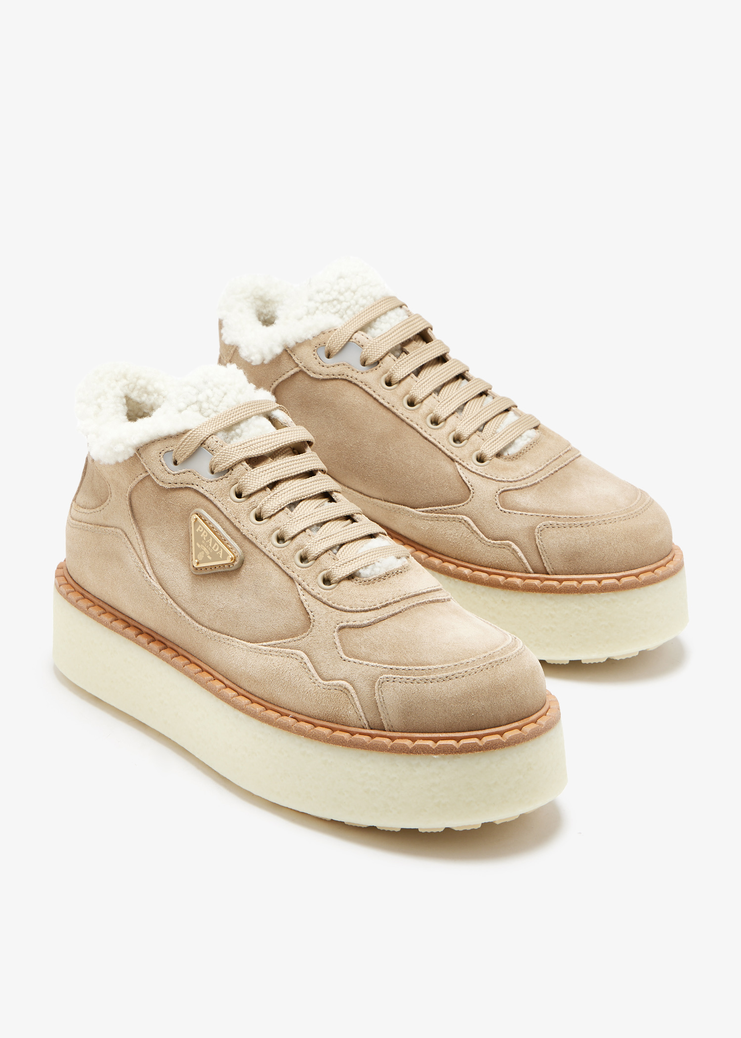 Prada Suede mid-top sneakers for Women - Beige in KSA | Level Shoes