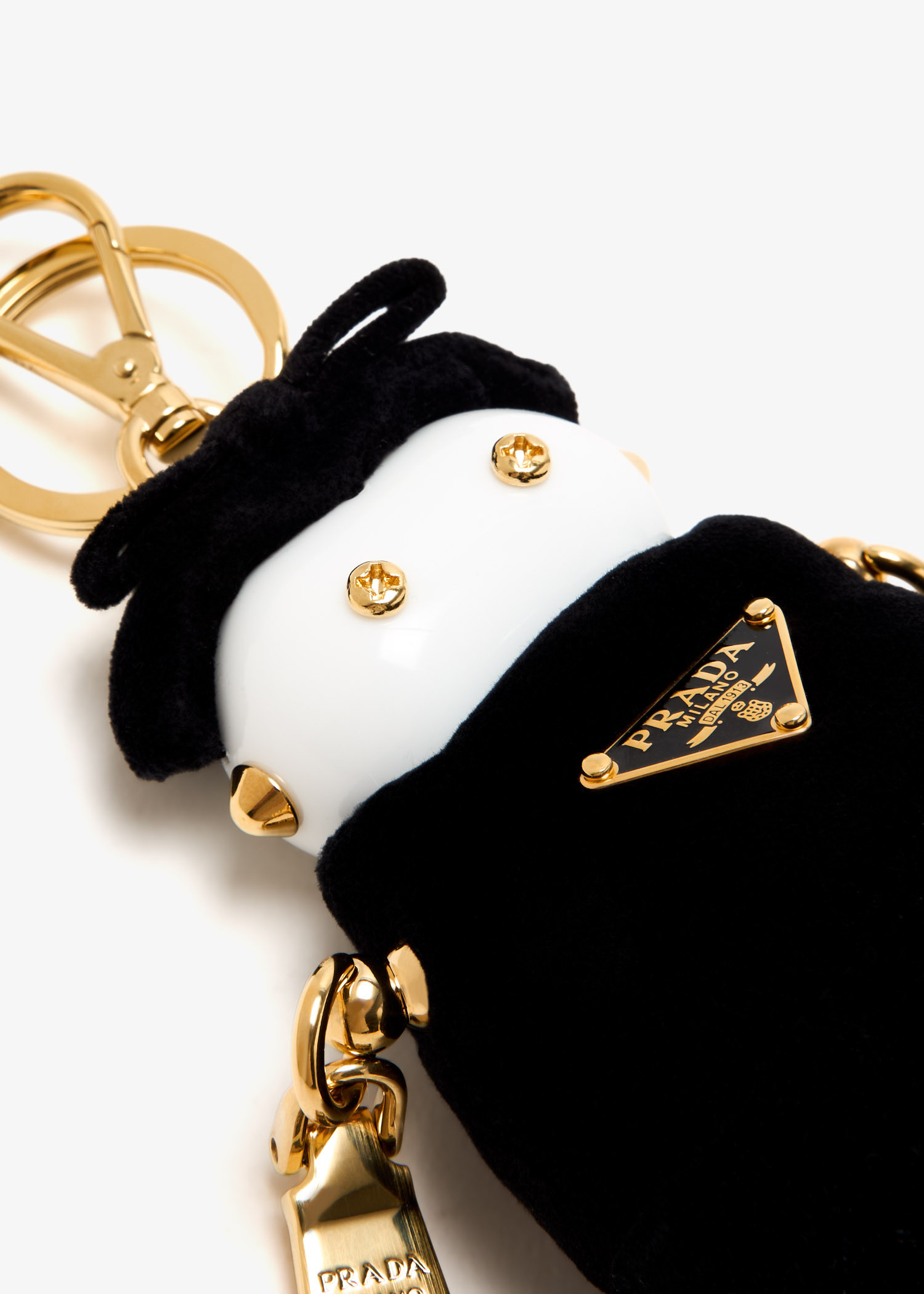Prada Soft Robot velvet bag charm for Women - Black in KSA