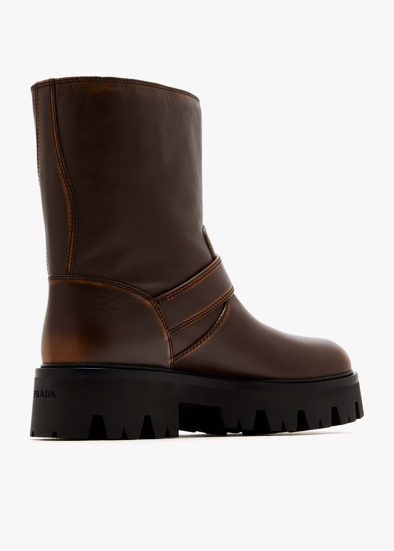 Prada Leather booties for Women - Brown in UAE | Level Shoes