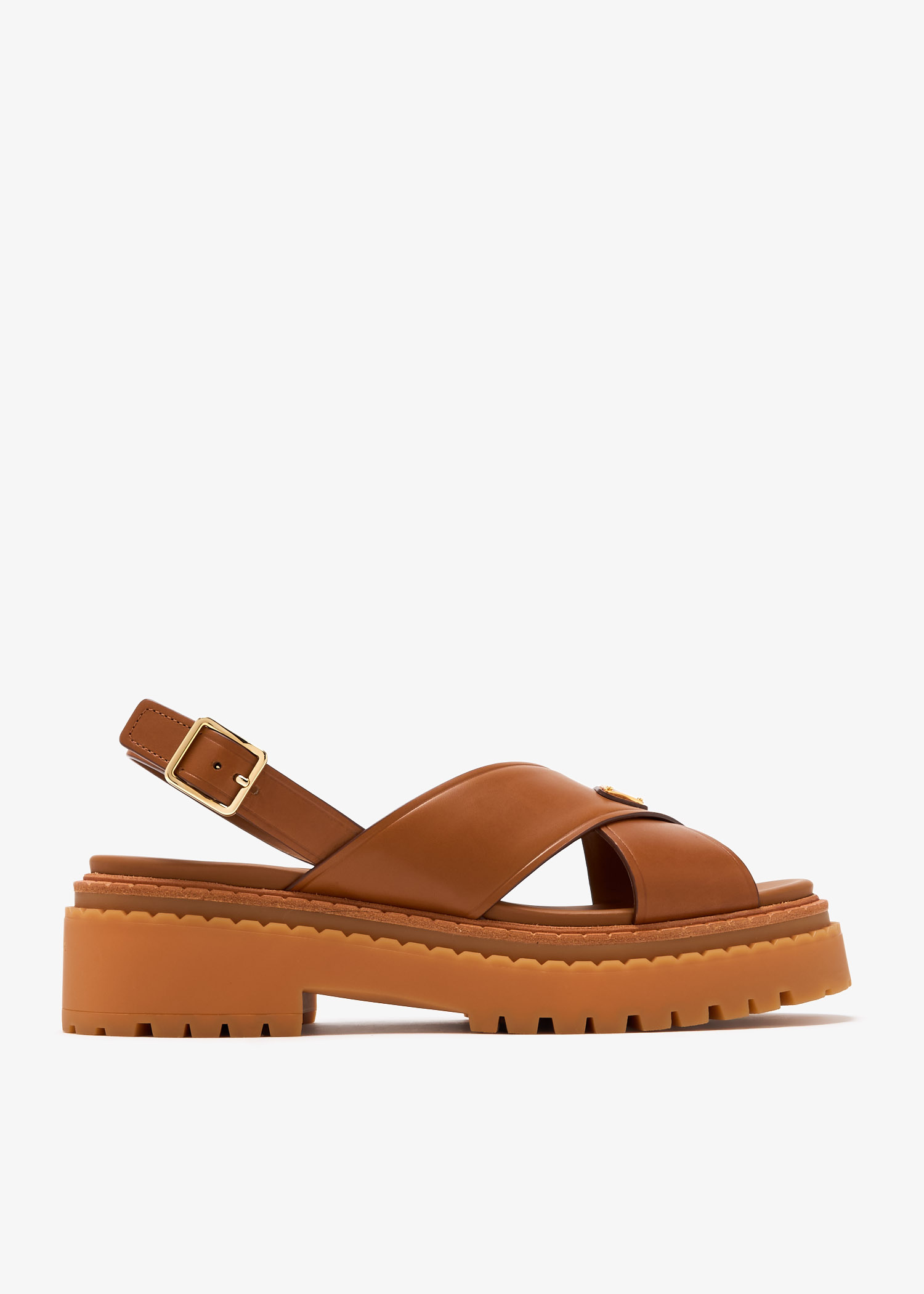 Prada Leather sandals for Women - Brown in Kuwait | Level Shoes