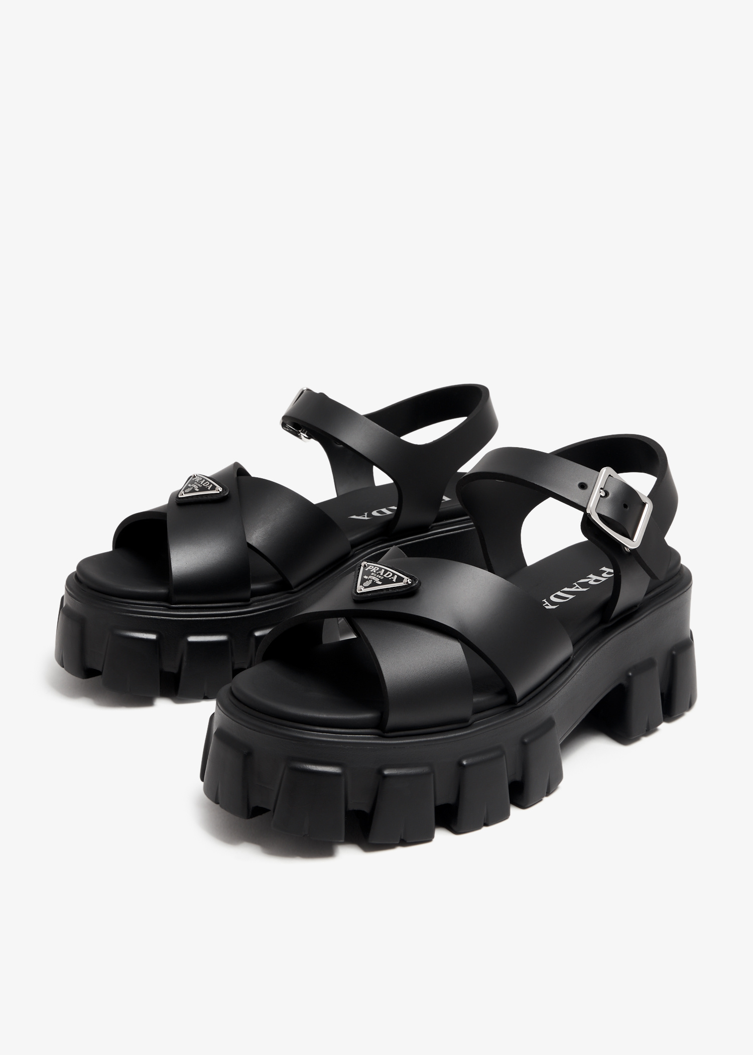 Prada Rubber sandals for Women - Black in Qatar | Level Shoes