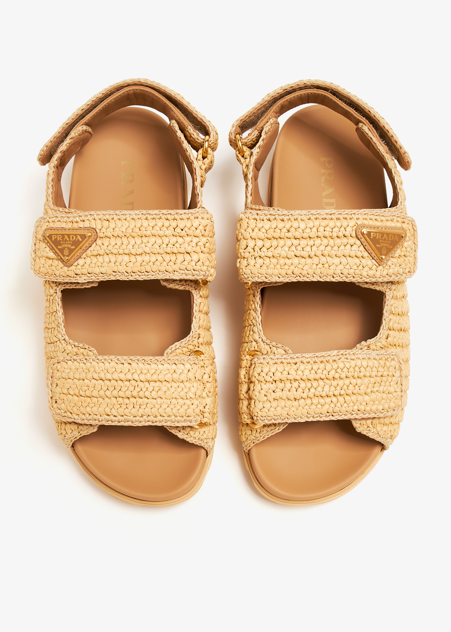 スリッポン PRADA BEIGE RAFFIA AND LEATHER SLIPPERS Prada Beige Raffia And Leather Slippers | italist