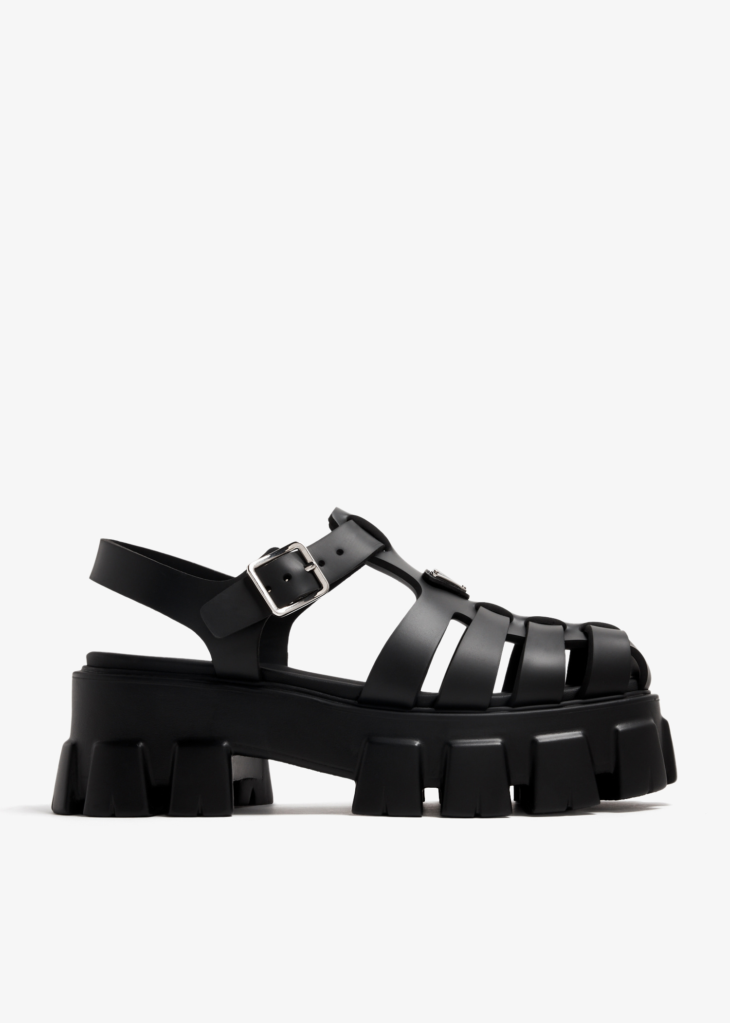 新タイプ*PRADA* Monolith ラバープラトーミュール ブラック PRADA 直営店より モノリス ラバー サンダル ブラック (PRADA