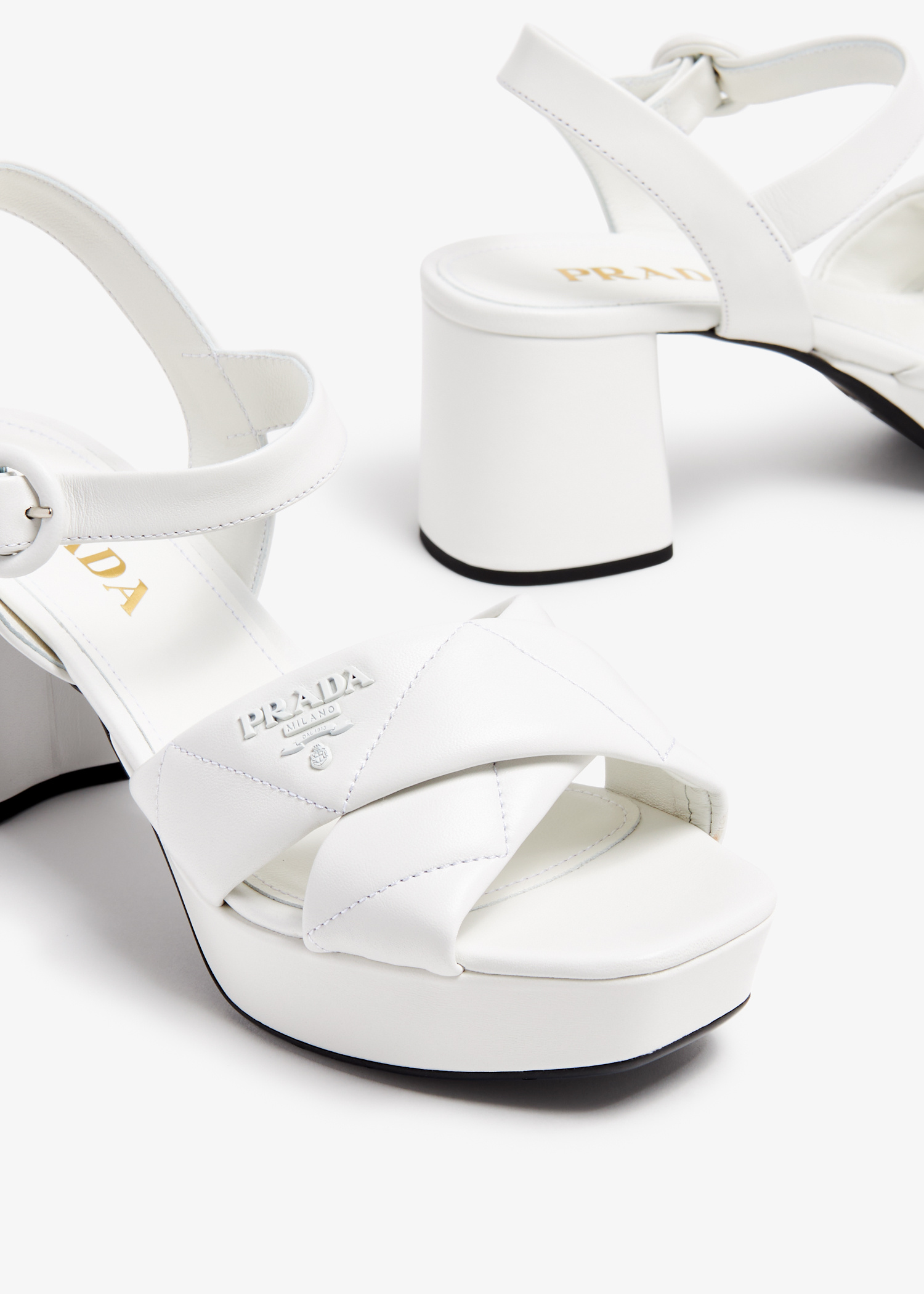 Prada Quilted nappa leather platform sandals for Women - White in