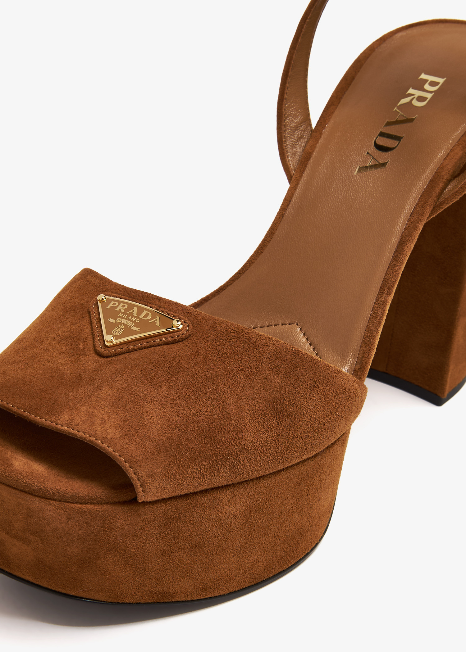 靴 Prada Suede Leather Heels Prada Suede platform sandals for Women - Brown in KSA | Level Shoes
