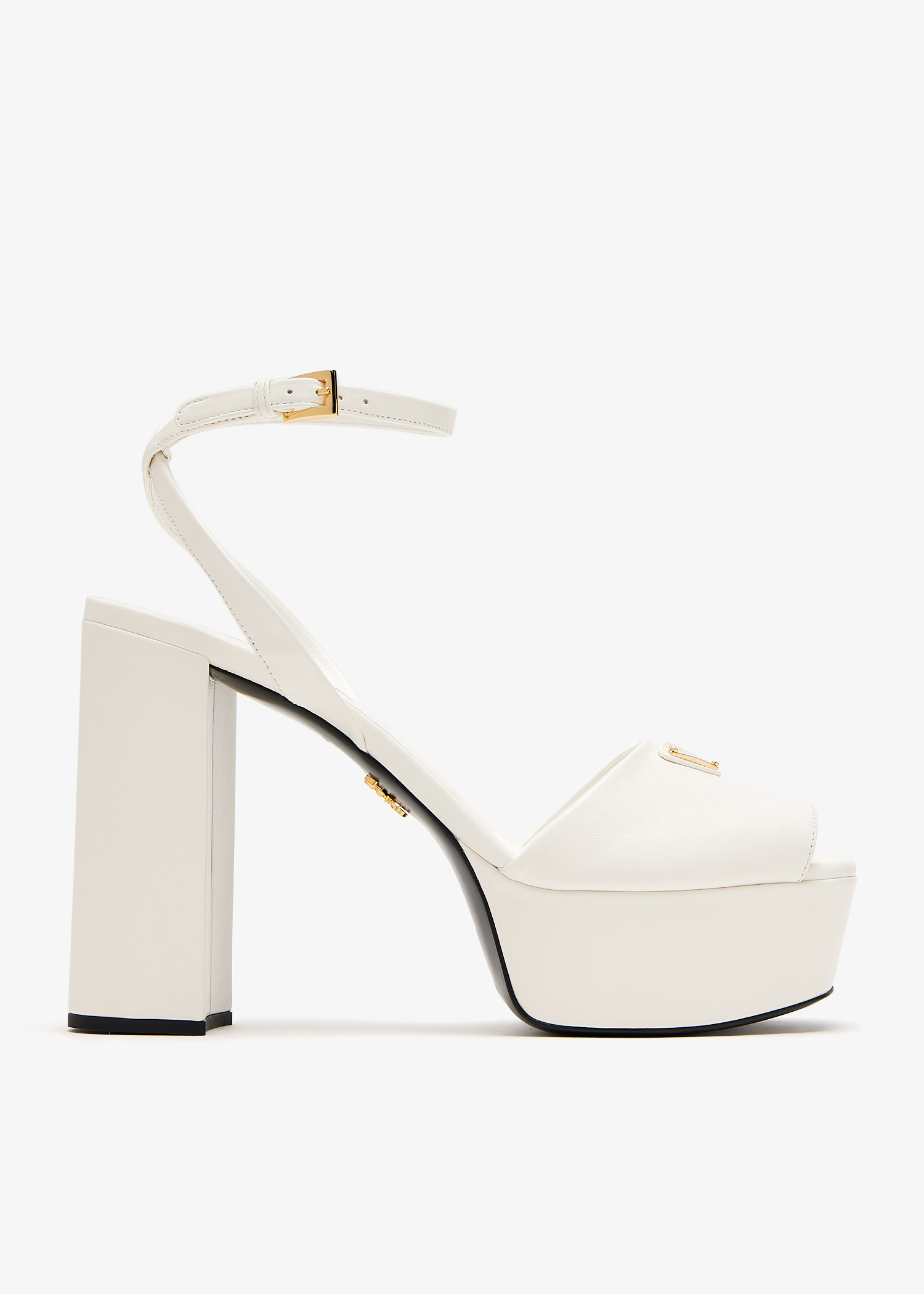 【かわいいウサギ】Prada White Leather Heels Prada Nappa leather platform sandals for Women - White in UAE