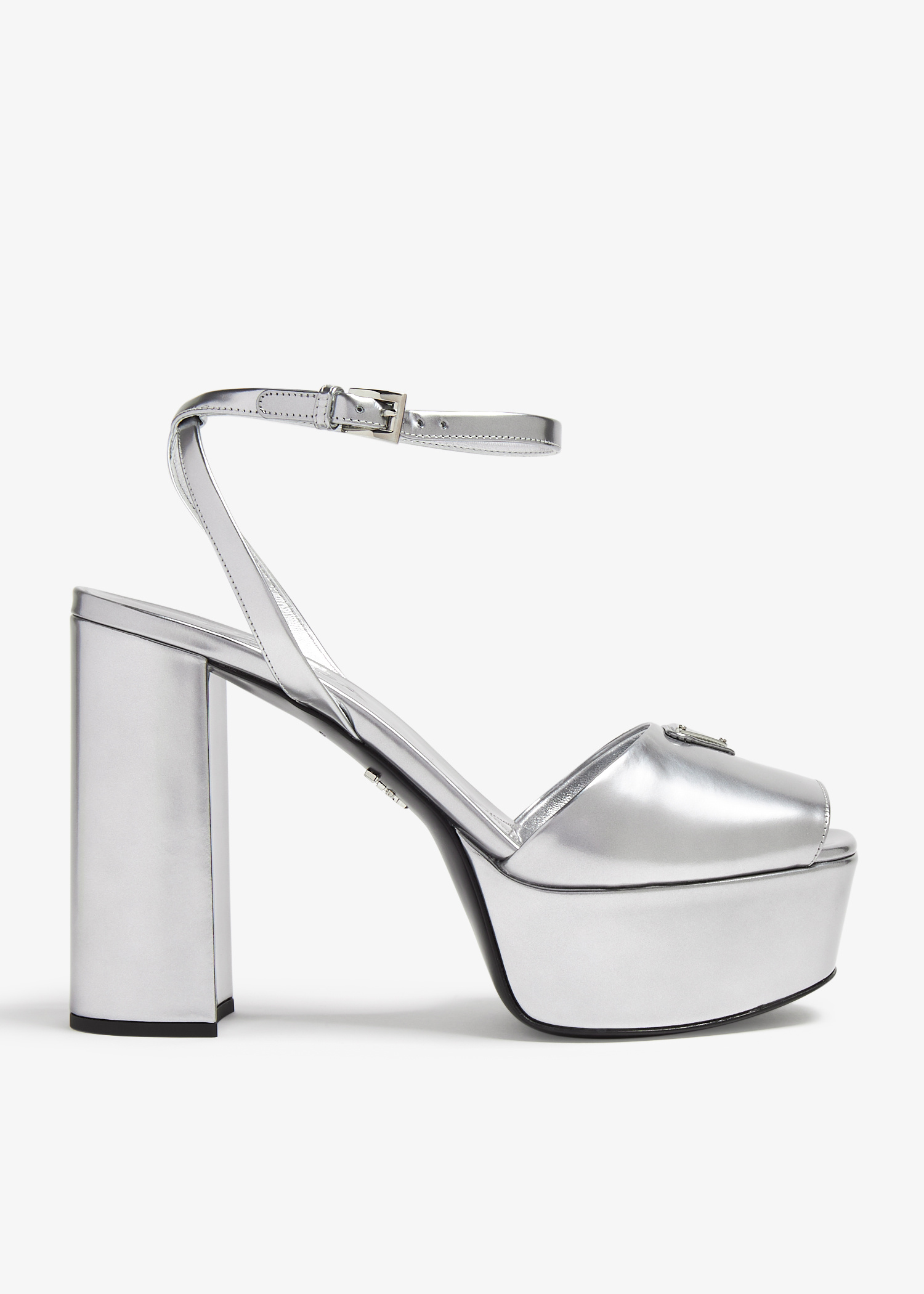 Prada Metallic leather platform sandals for Women - Silver in UAE