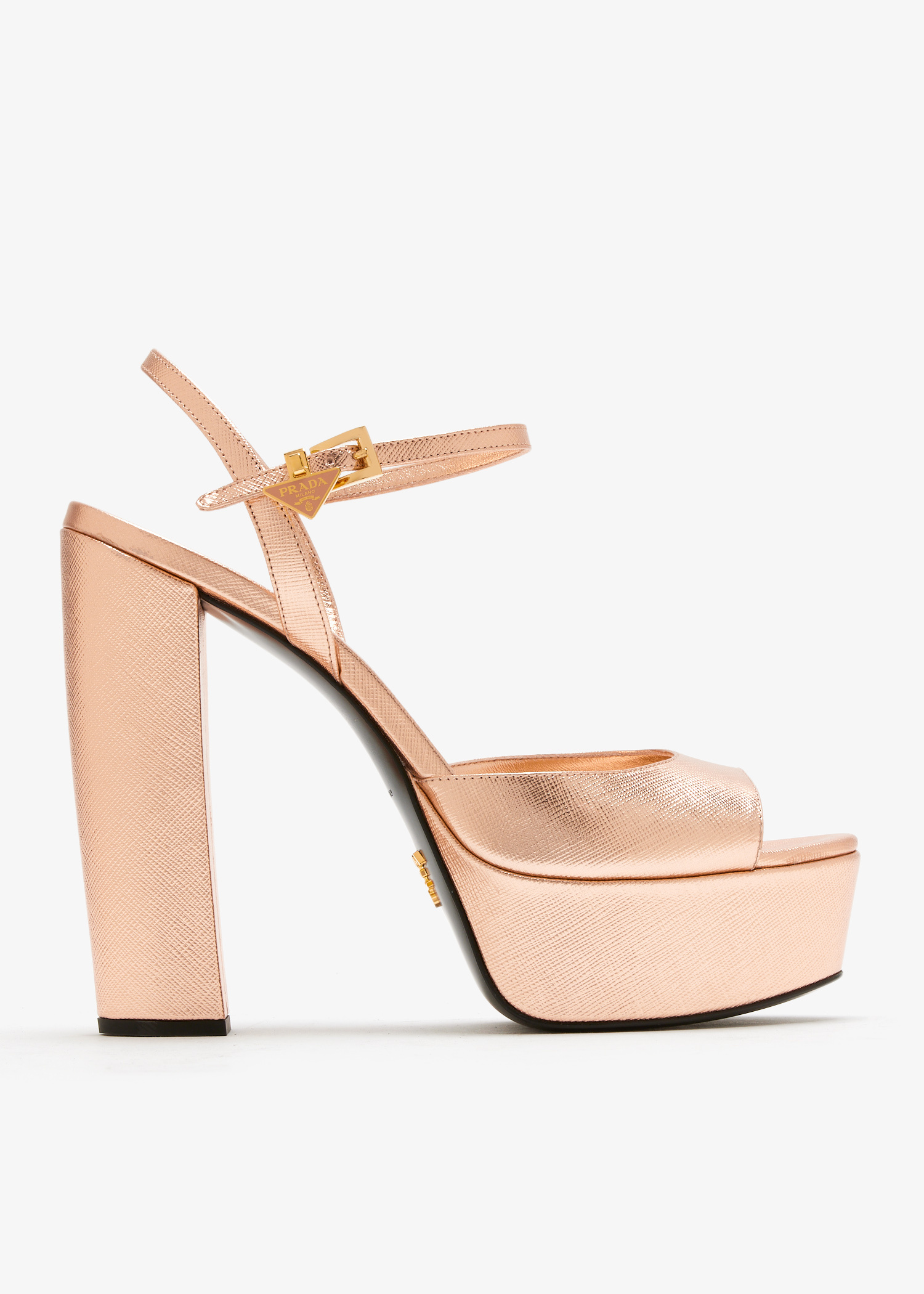 Prada Patent Saffiano leather platform sandals for Women - Pink in