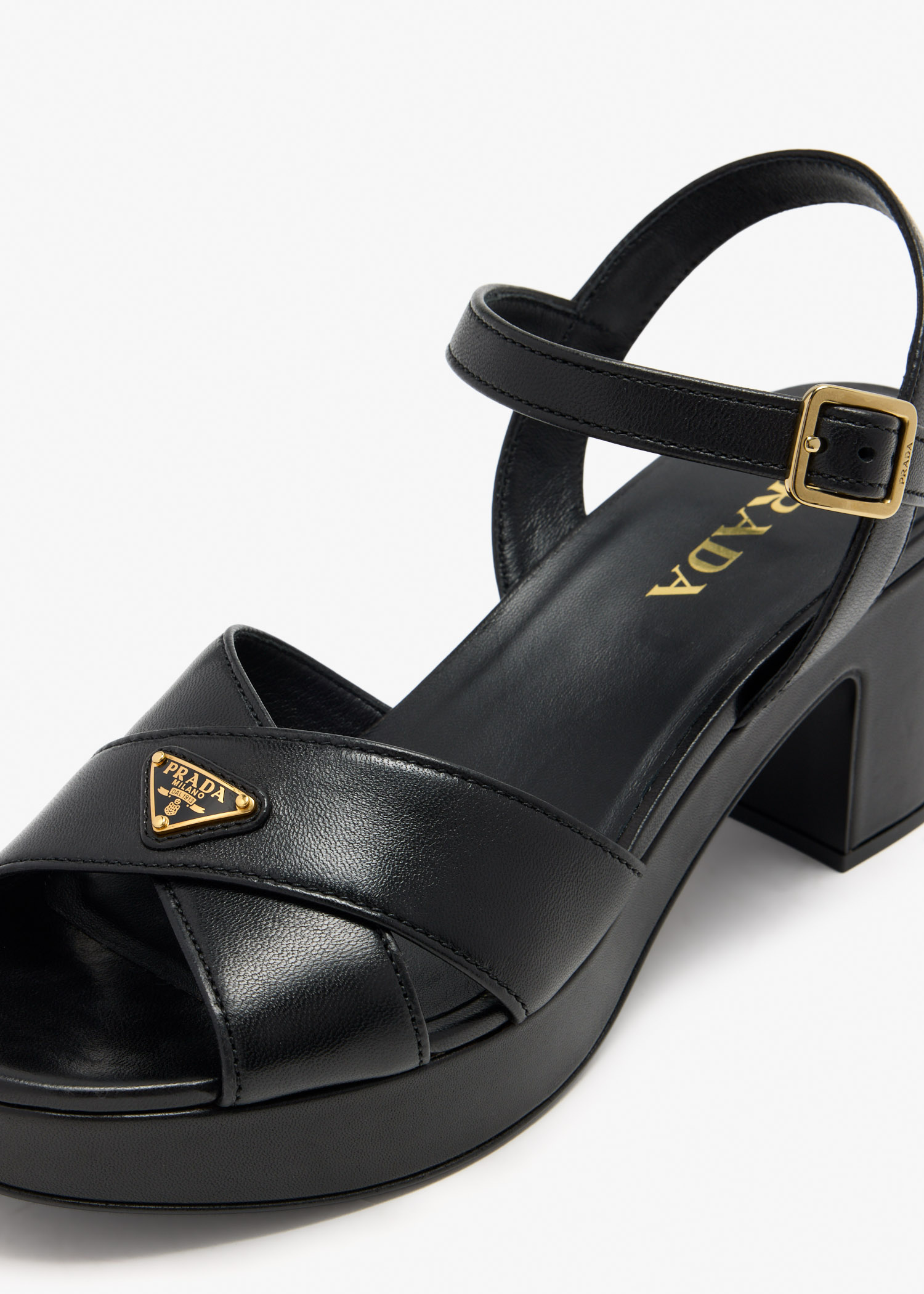 Prada Nappa leather platform sandals for Women - Black in KSA