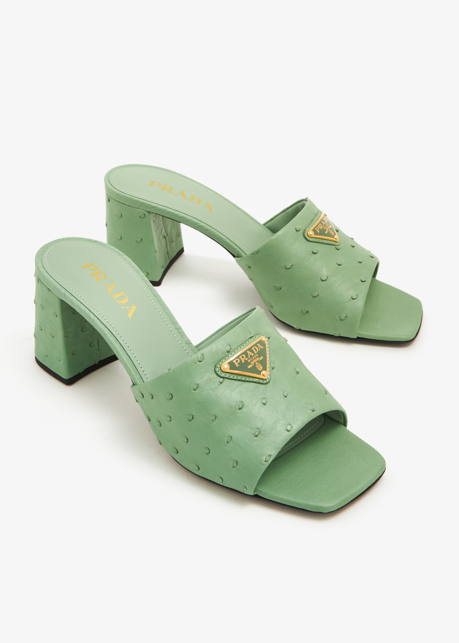 Prada Ostrich leather sandals for Women - Green in UAE | Level Shoes