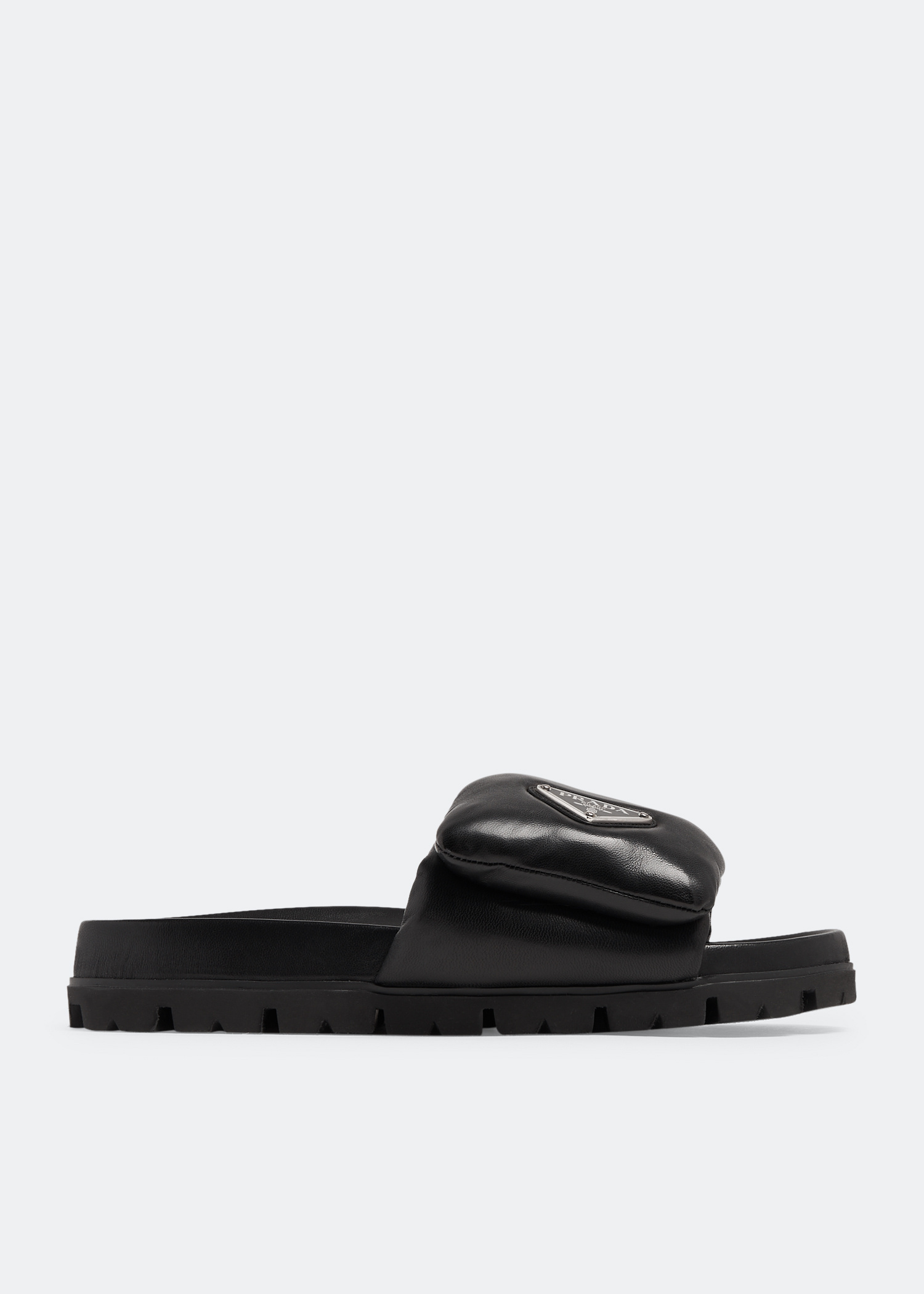 【日本入手困難】Padded nappa leather slides Prada Soft padded nappa leather slides for Women - Black in
