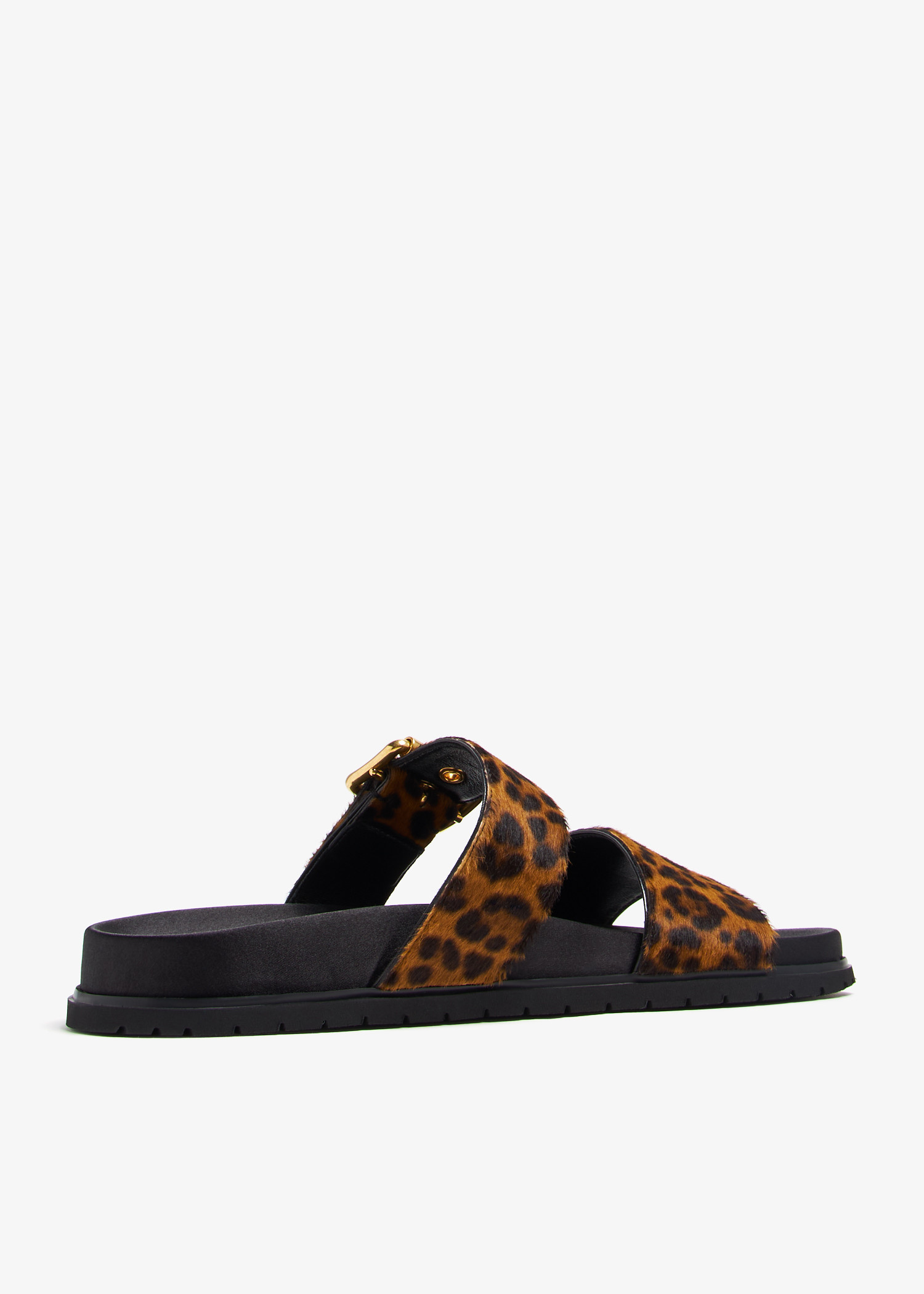 サンダル・ミュール PRADA LEOPARD PRINTED CALF HAIR SLIDE SANDALS Prada Animal Print Genuine Calf Hair Slide Sandal (Women
