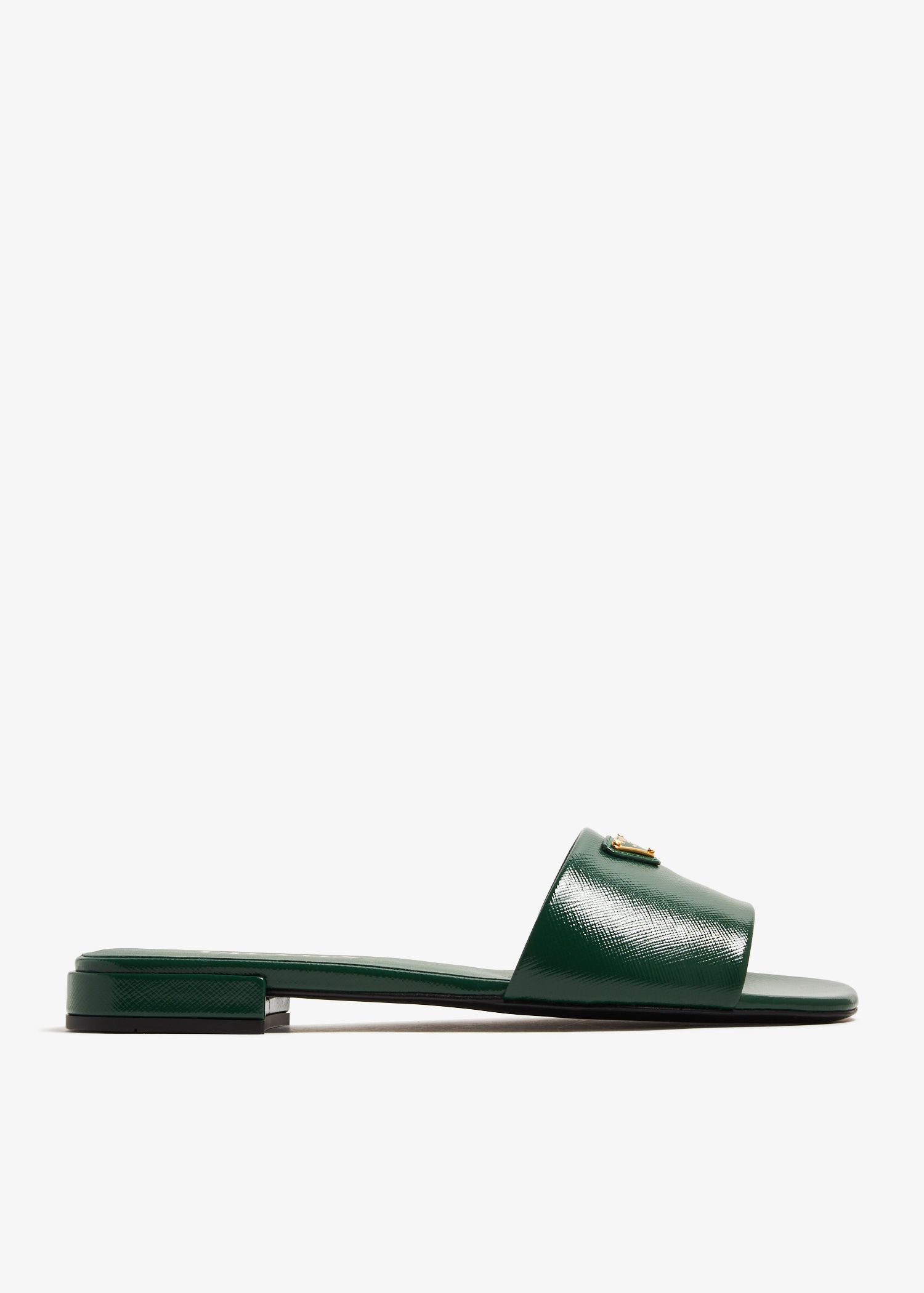 Prada Saffiano patent leather slides for Women - Green in UAE