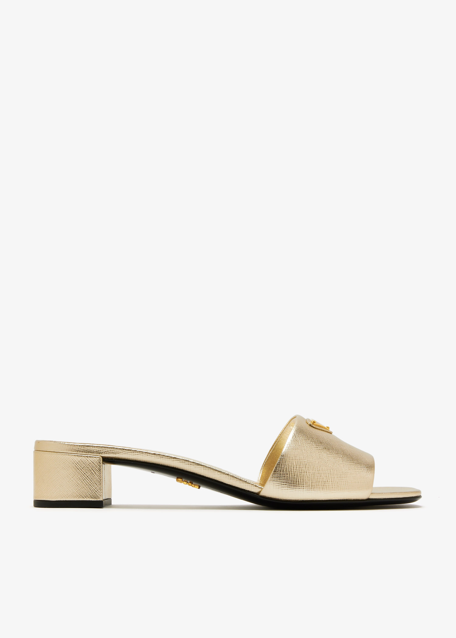 Prada Saffiano patent leather sandals for Women - Gold in KSA