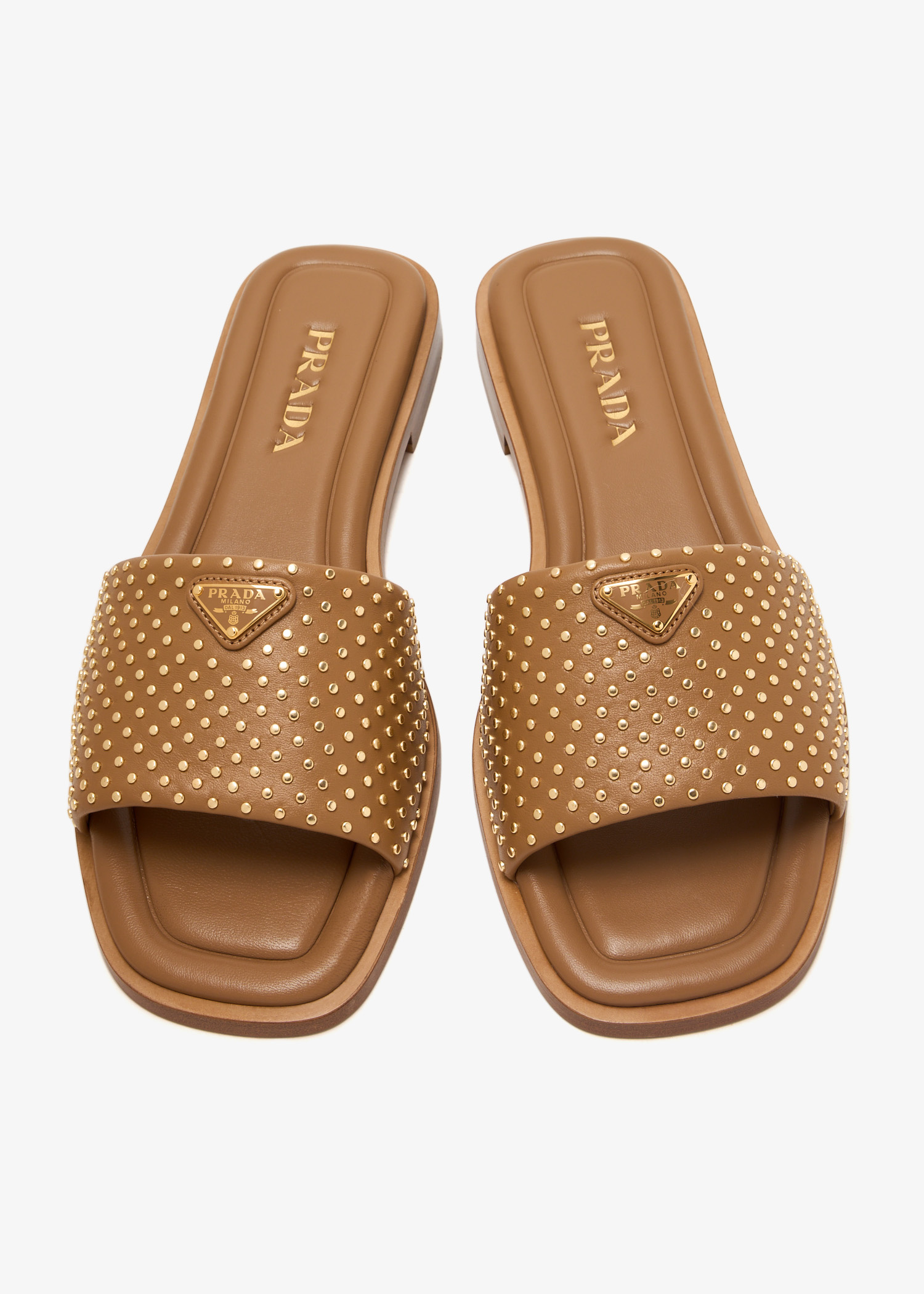Prada Nappa leather slide sandals for Women - Brown in UAE