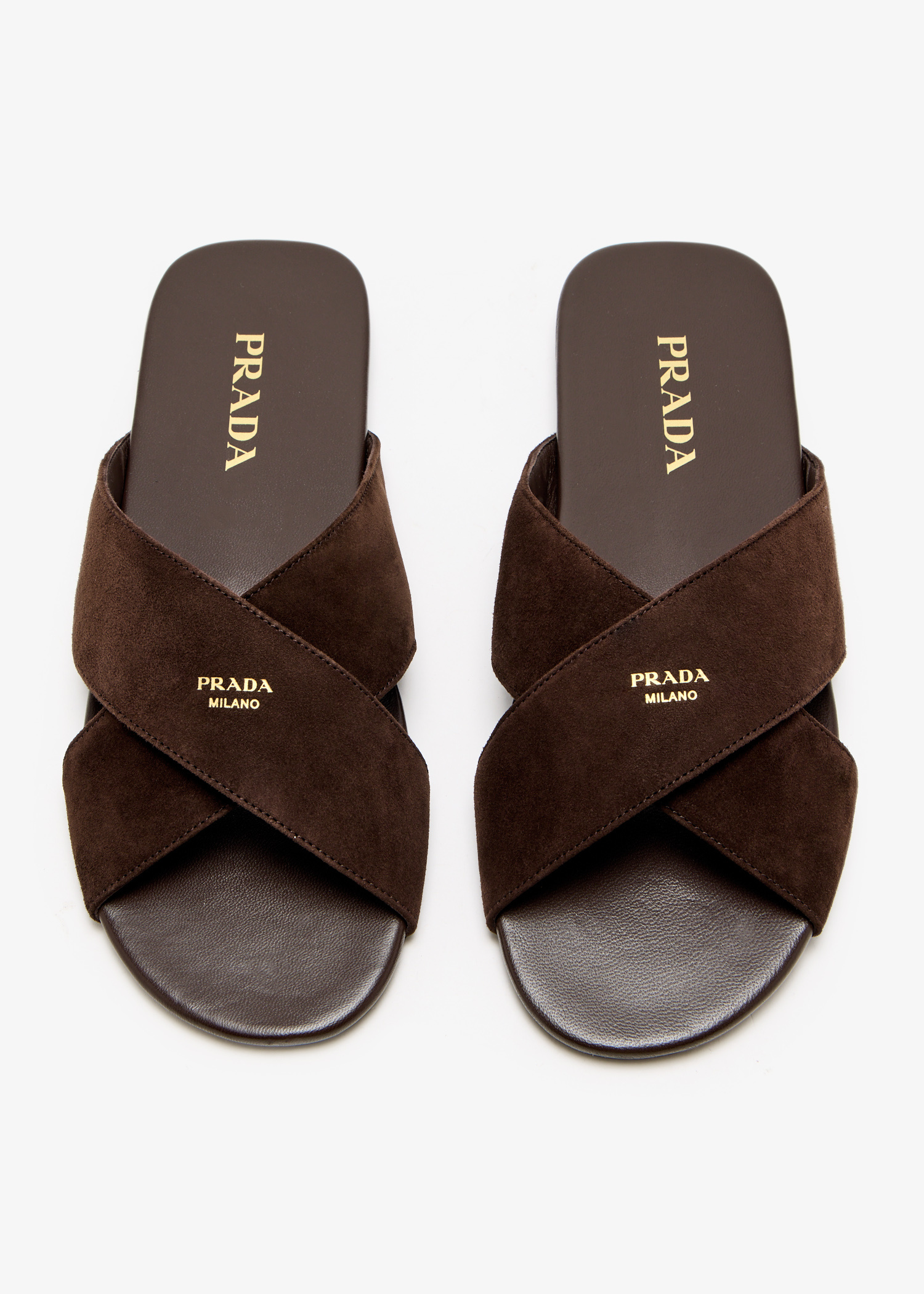 Prada Suede crisscross sandals for Women - Brown in UAE | Level Shoes