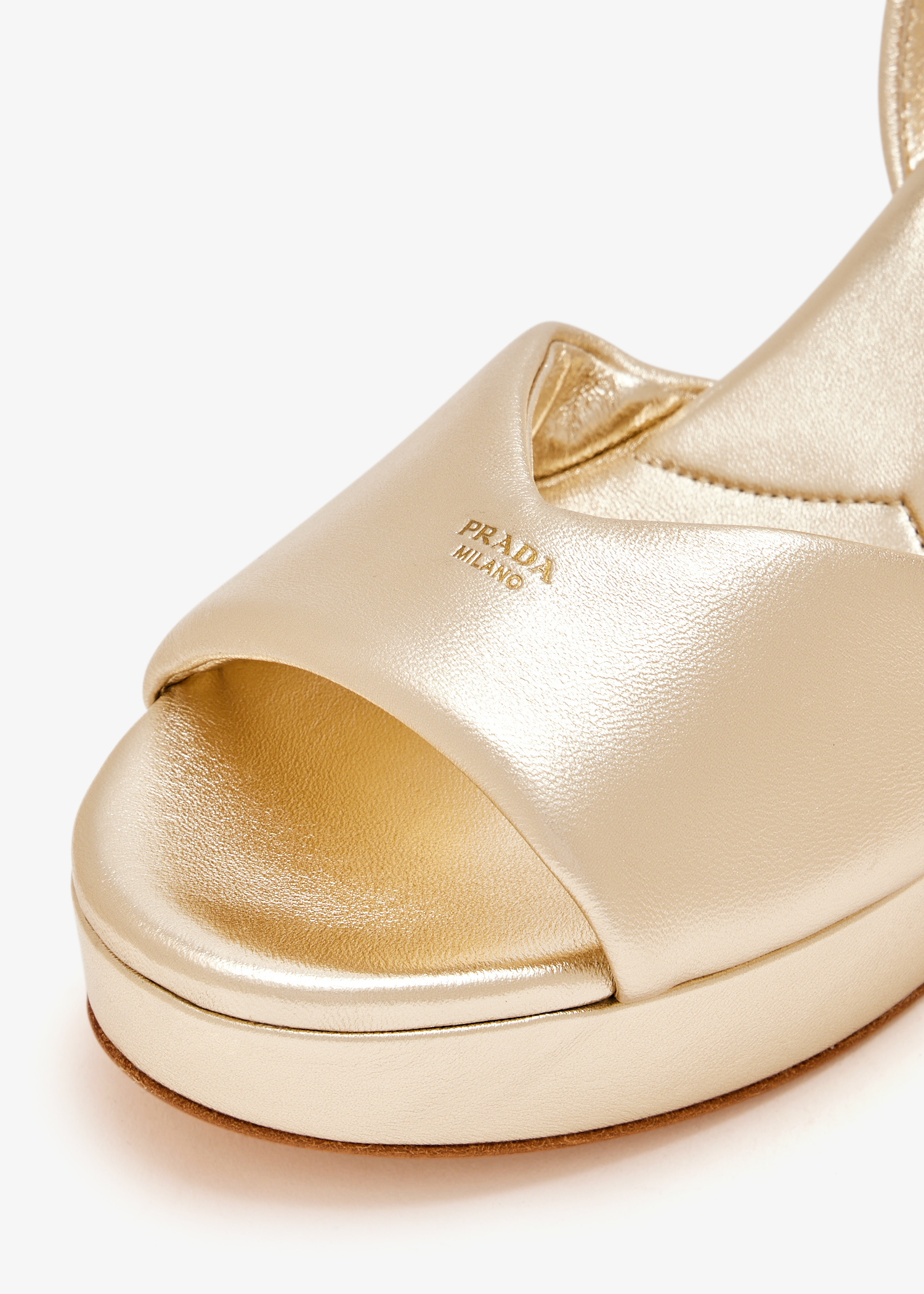 Prada Padded nappa leather sandals for Women - Gold in UAE | Level