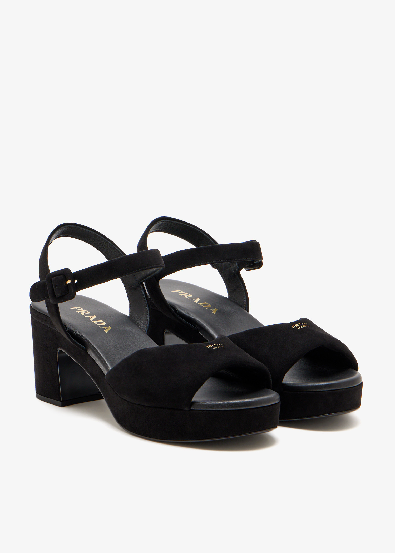 Prada Padded suede sandals for Women - Black in KSA | Level Shoes