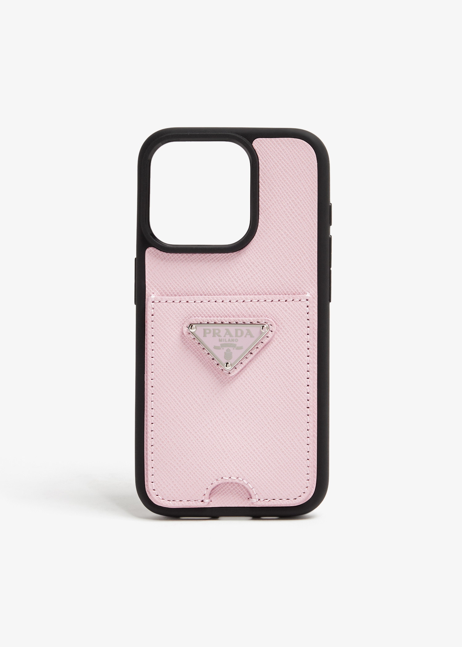 Prada iPhone 15 Pro saffiano leather cover for Women - Pink in UAE