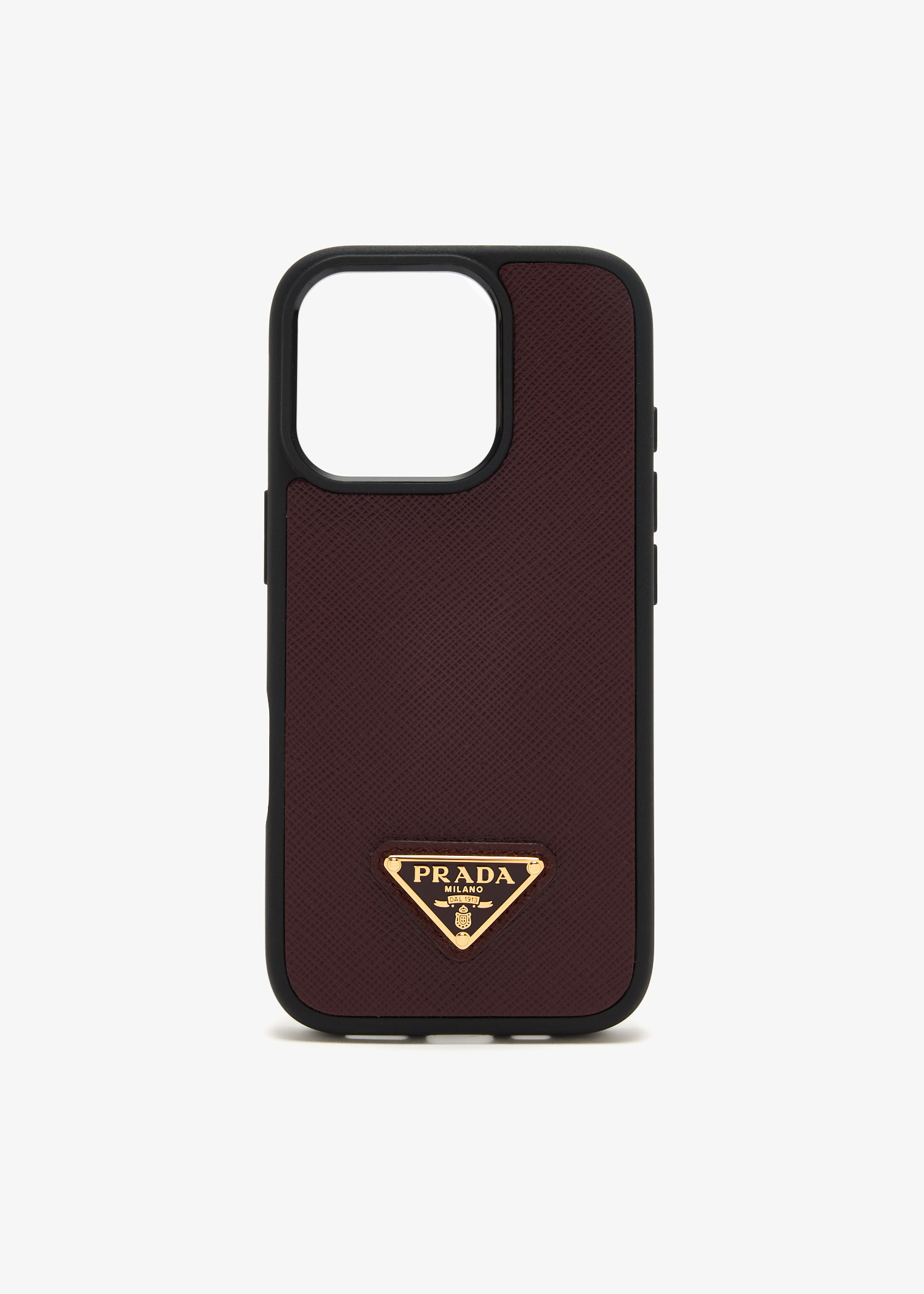 Prada iPhone 16 Pro saffiano leather case for Women - Burgundy in