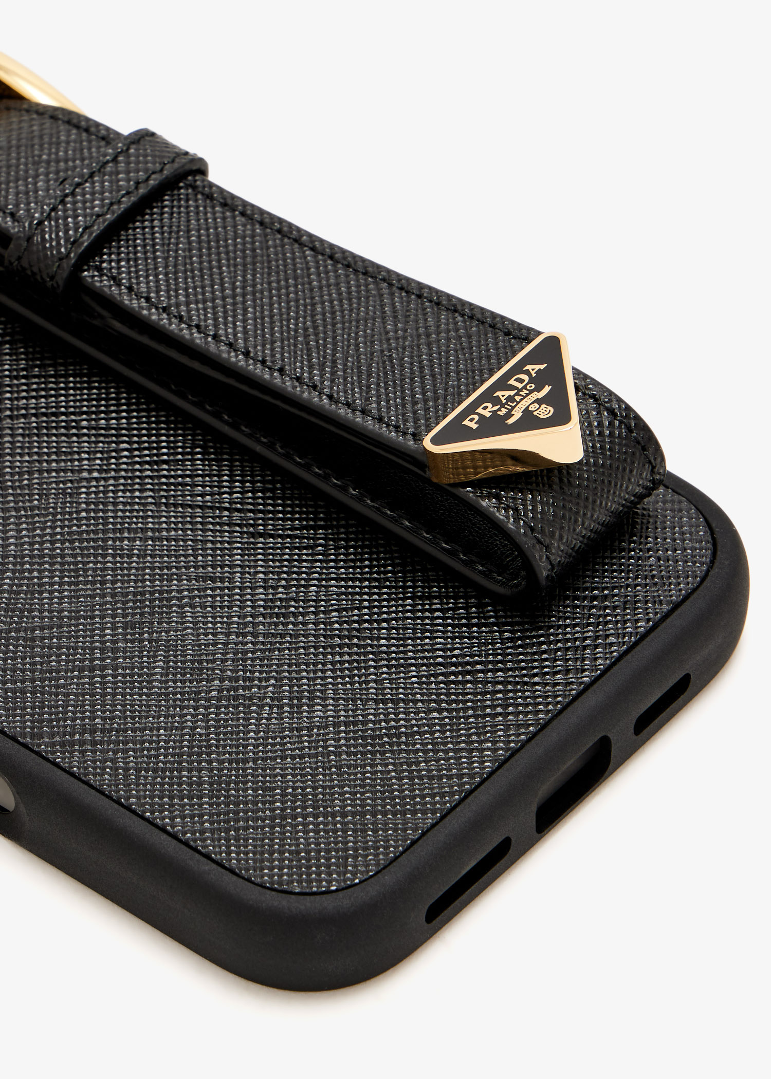 16 Pro Max Case Iphone 16 Prada Black Phone Case Saffiano Leather