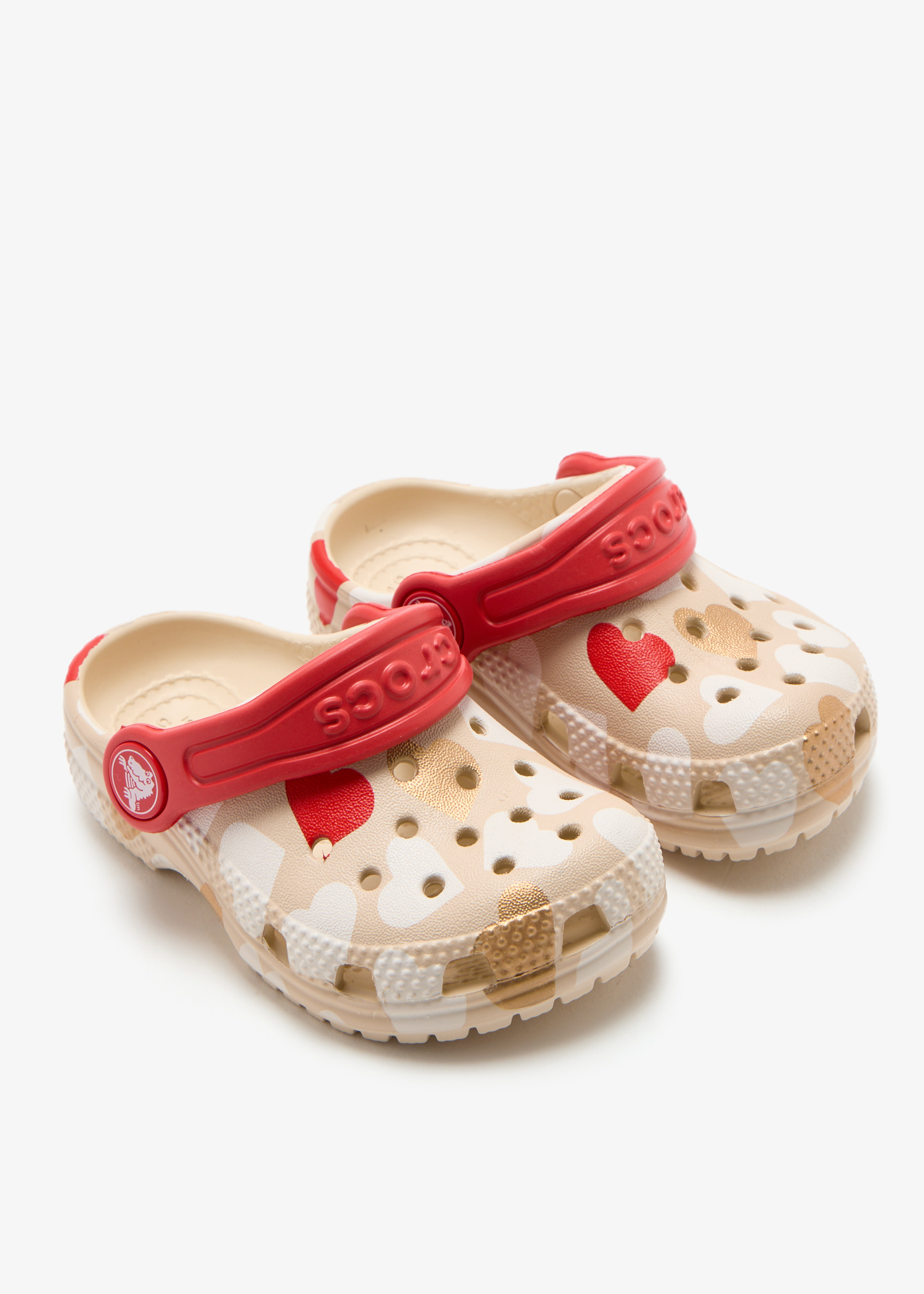 Crocs Classic heart-print clogs for Kids Unisex - Beige in