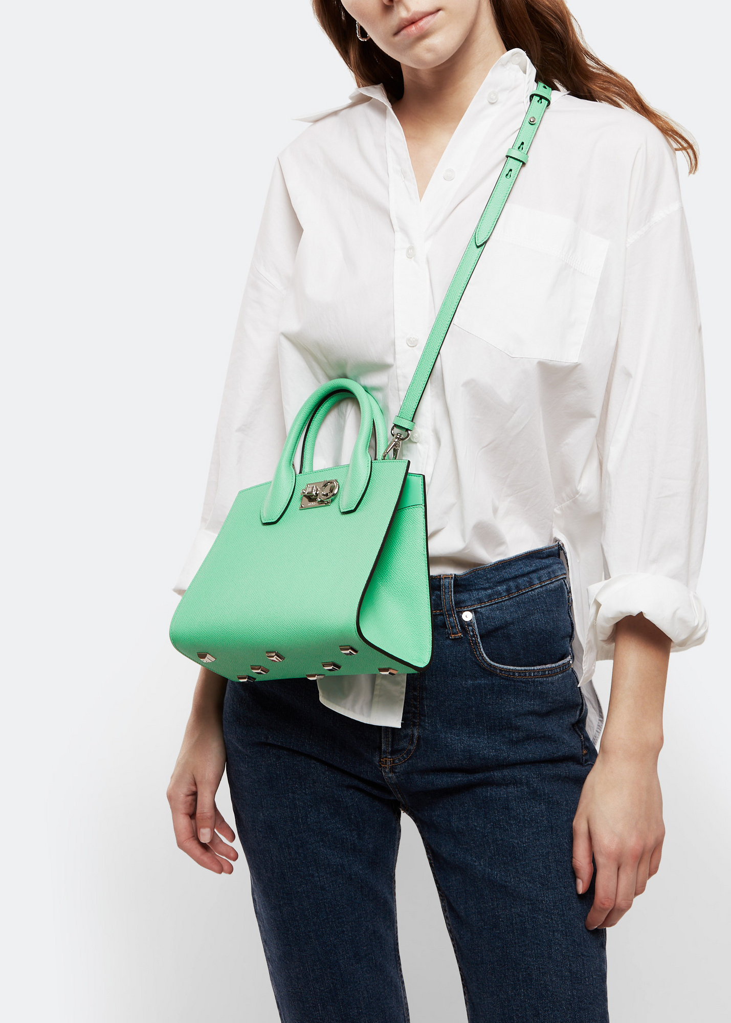 Ferragamo Studio Box bag for Women - Green in UAE | Level Shoes