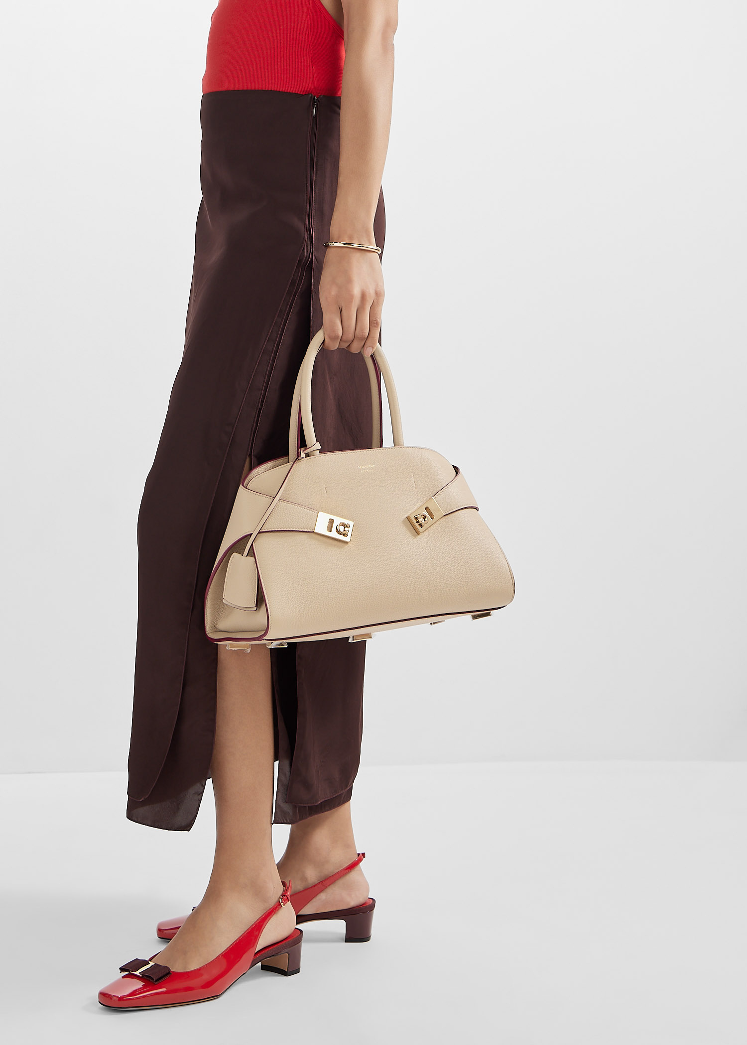 Ferragamo Hug S handbag for Women - Beige in UAE | Level Shoes