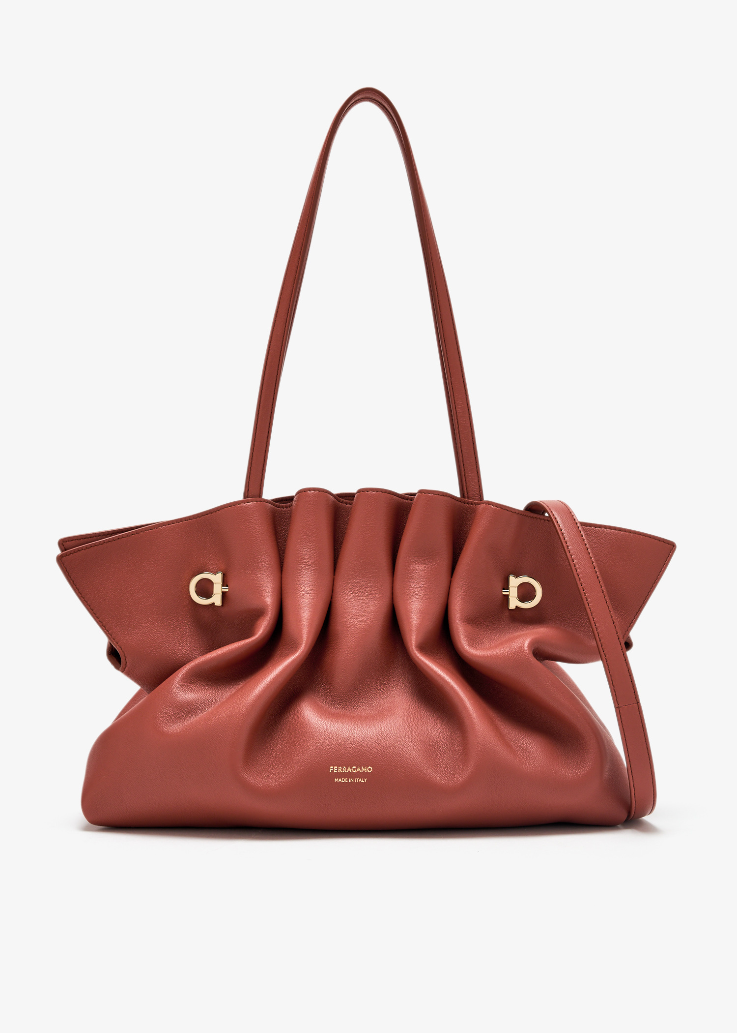 ハンドバッグ Ferragamo Leather Handbag With Draped Details Secured By Min 219960-783289_2.jpg?ts=