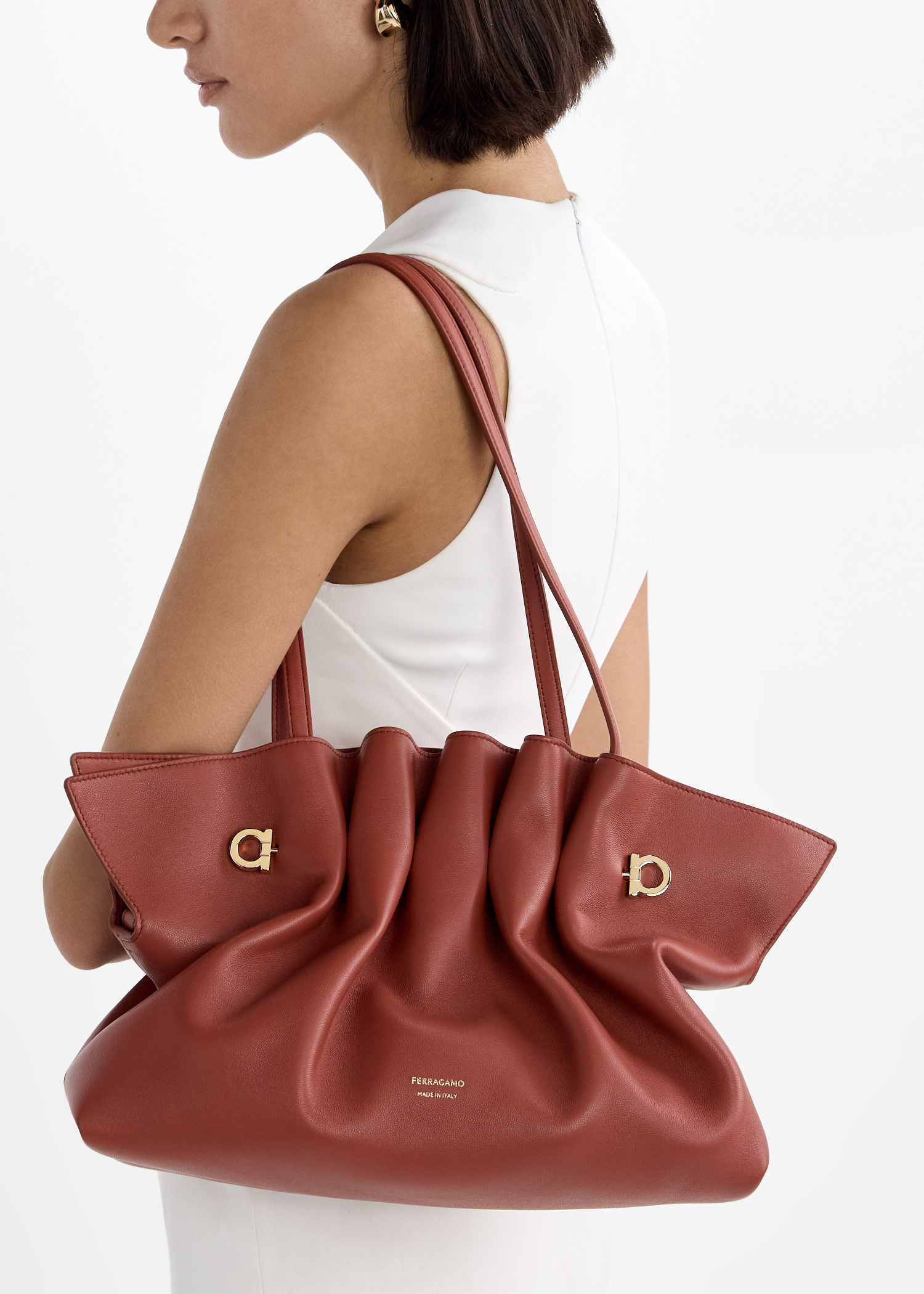 ハンドバッグ Ferragamo Leather Handbag With Draped Details Secured By Min 219960-783289_2.jpg?ts=