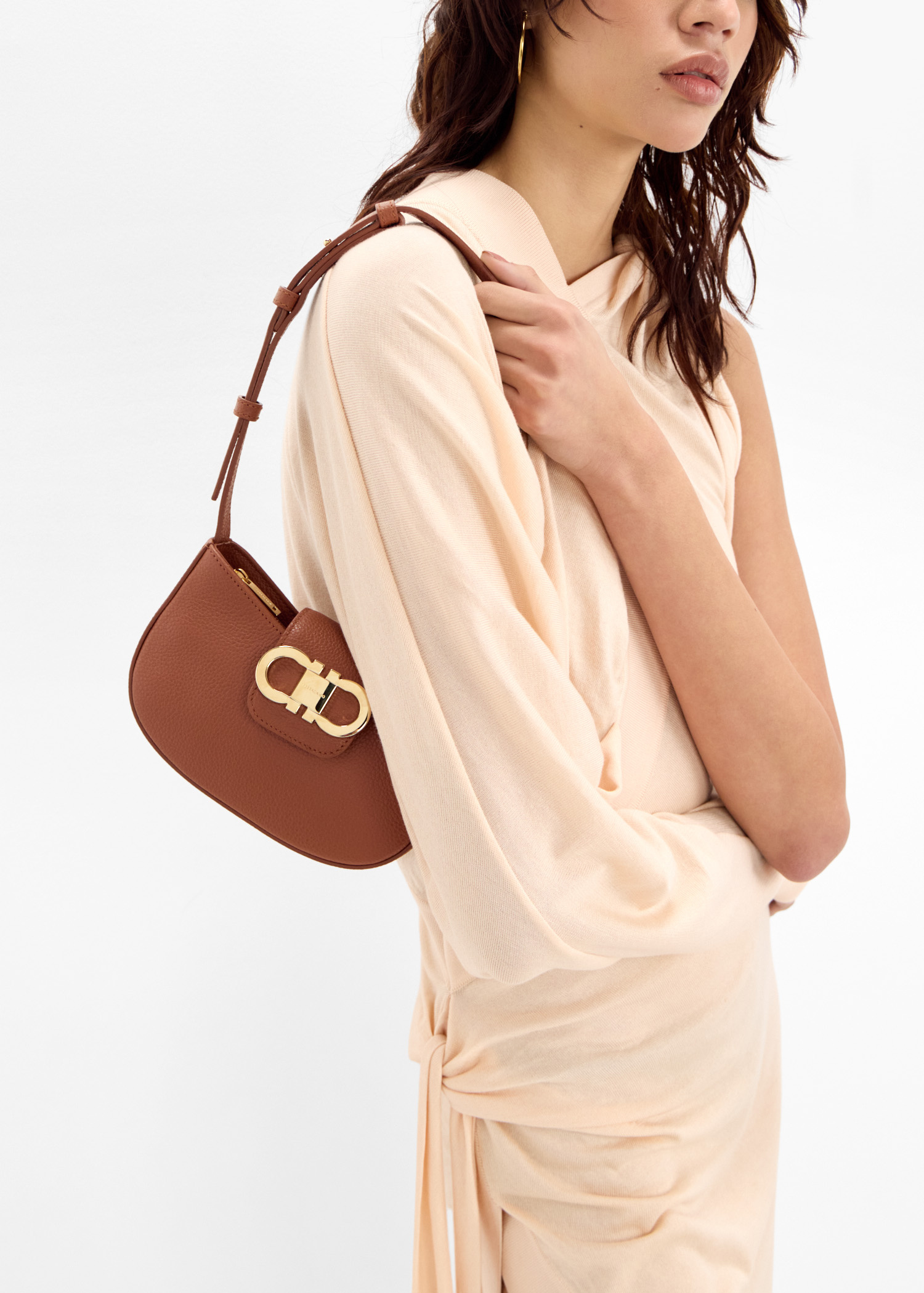 Ferragamo Double Gancini mini bag for Women - Brown in UAE Ferragamo Double Gancini mini bag for Women - Brown in UAE