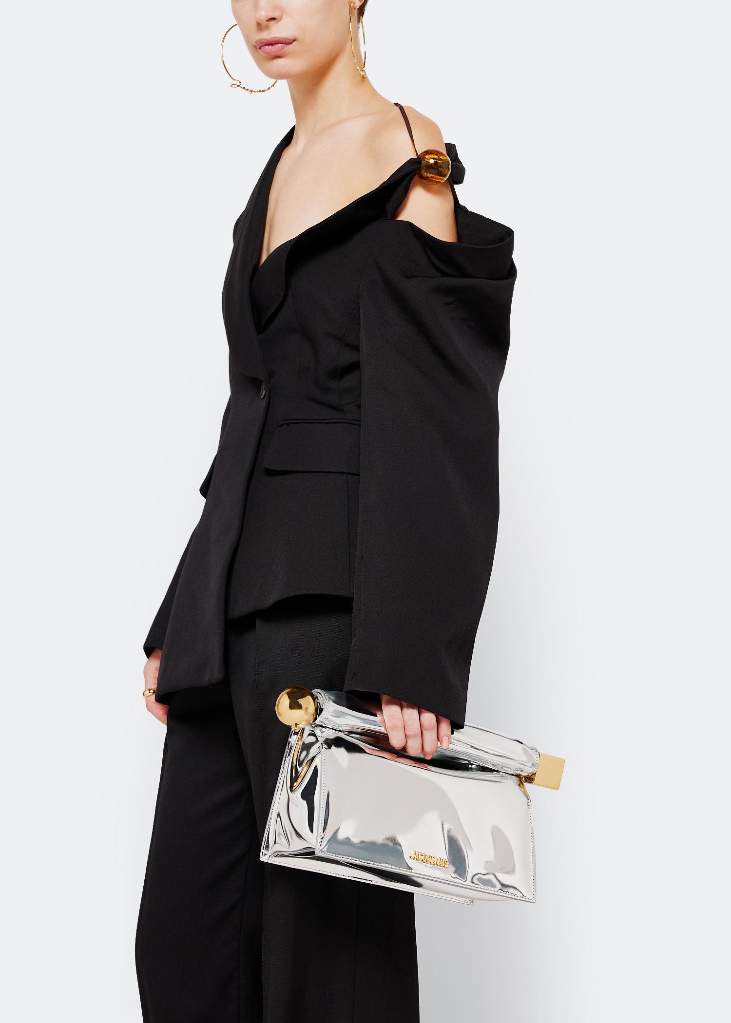 Jacquemus La Pochette Rond Carré clutch for Women - Silver