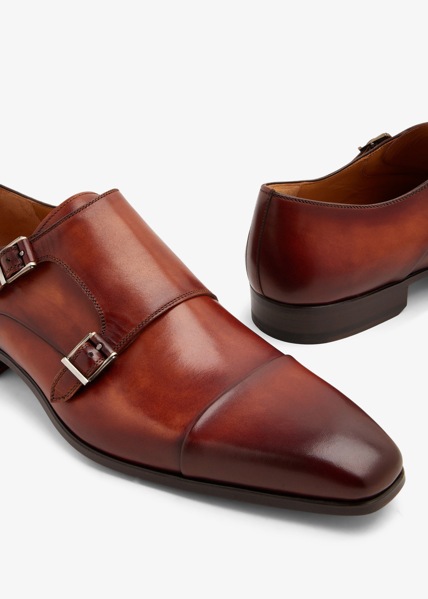 Magnanni Leather monk strap shoes for Men - Brown in UAE | Level Shoes