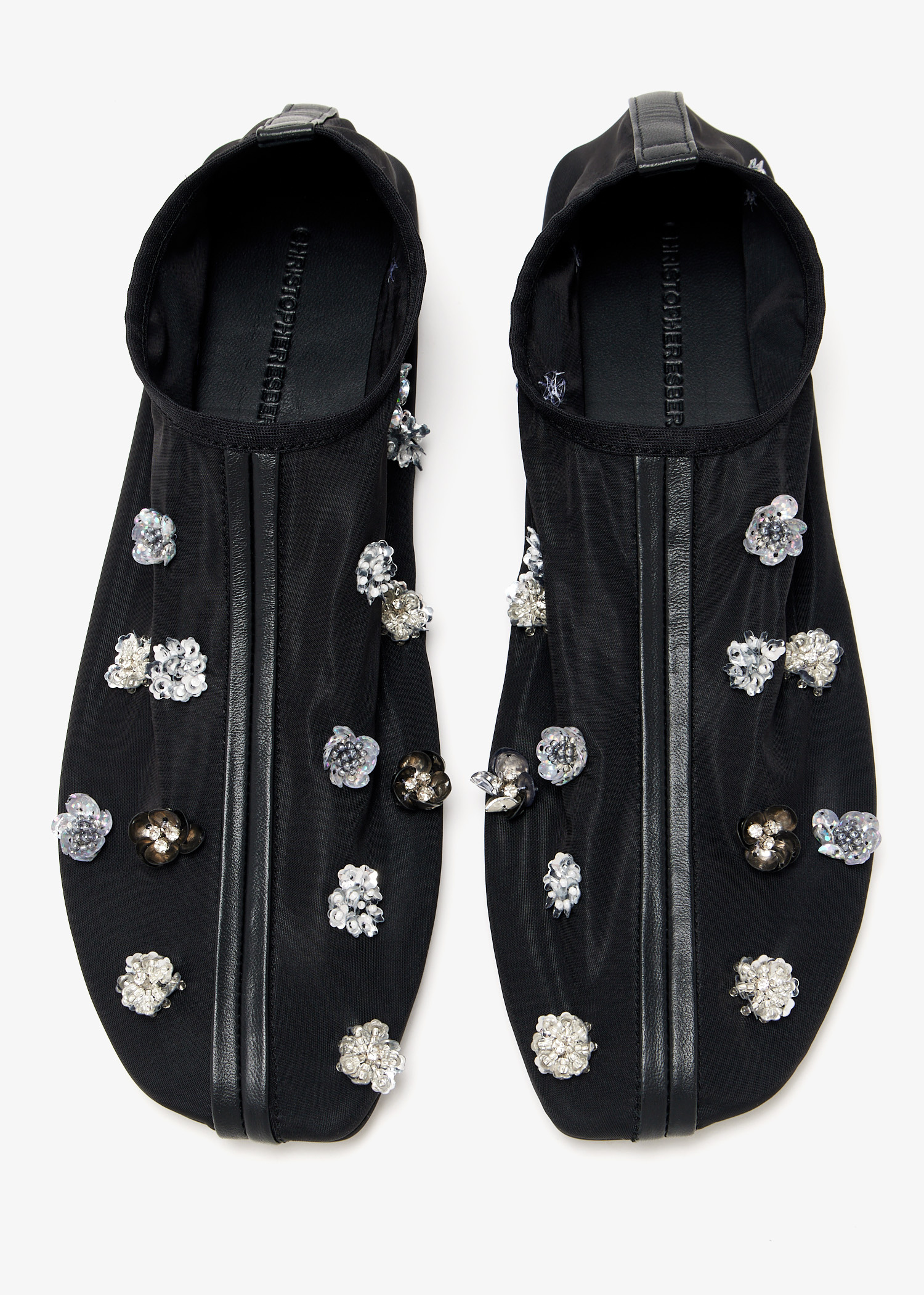 Christopher Esber Embla beaded mesh flat ballerinas for