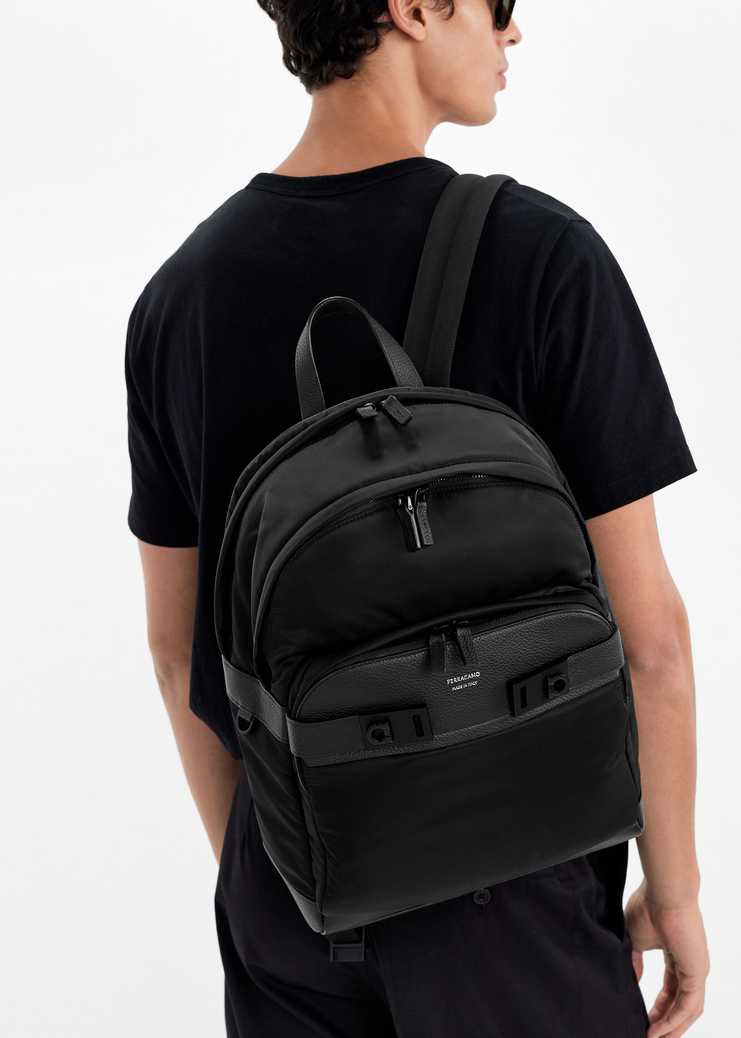 Salvatore Ferragamo Backpack Nylon Black Silver Auth 130220 Ferragamo Monogram backpack - Men | Ferragamo main image 3