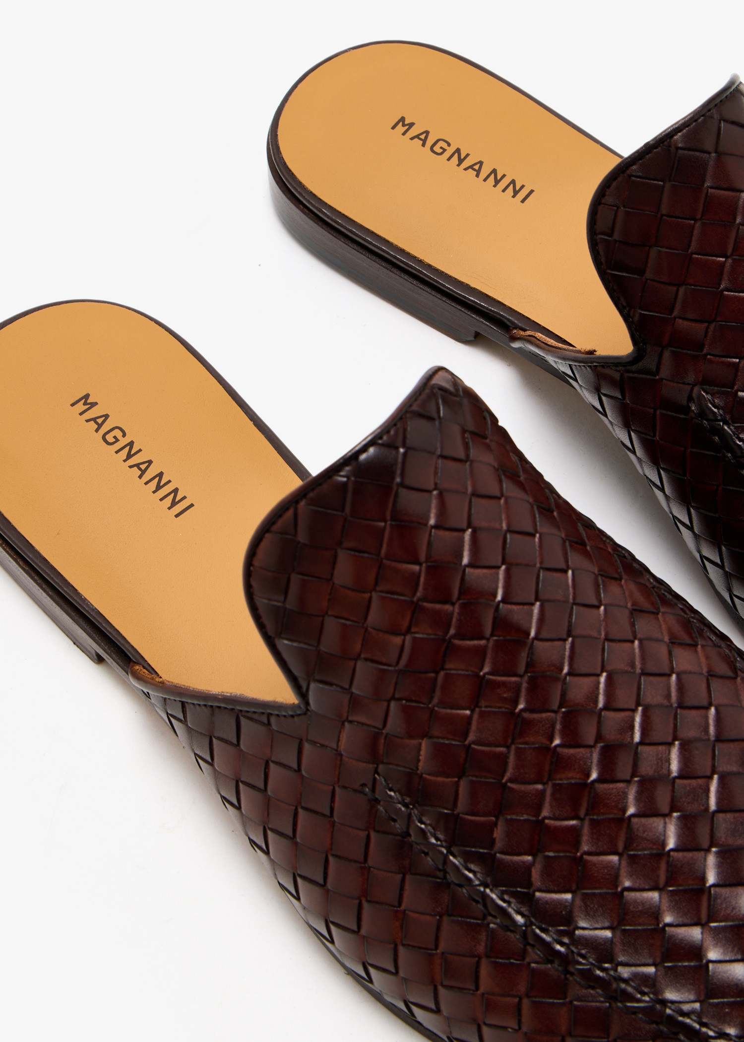 MAGNANNI Slipper Intrecciato Woven Leather Degrad’e Brown Tan 43.5 / 10.5 Magnanni 24461 Herman Boltiarcade Cognac Woven Leather Penny  main image 3