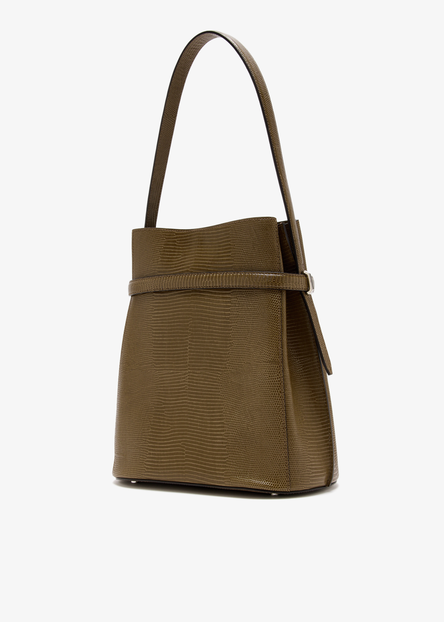 TOTEME Belted lizard-embossed bucket bag for Women - Green in USA