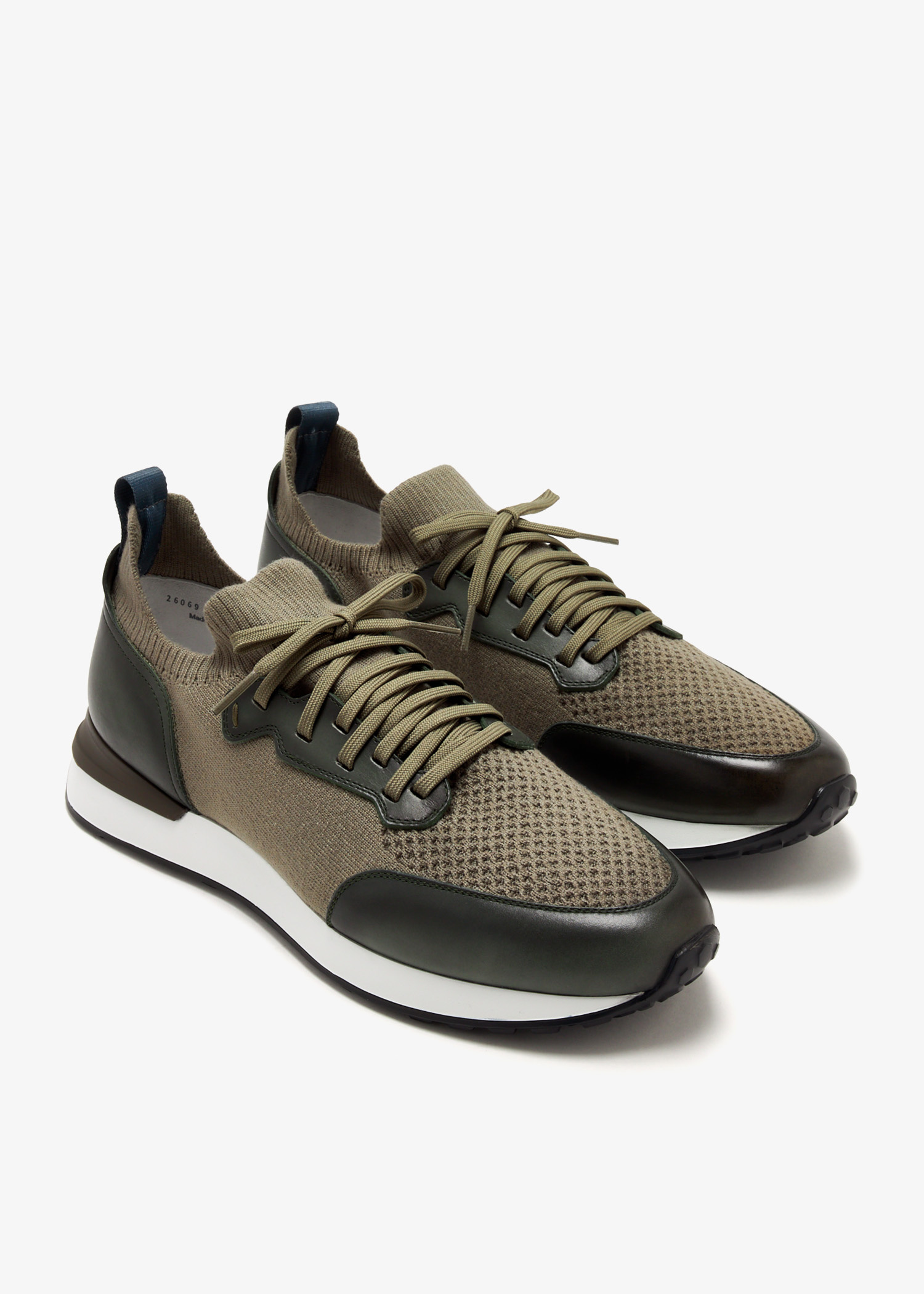 【関税&送料込】Stone  Grigio Antracite Girocollo Mani Magnanni Knit sneakers for Men - Khaki in UAE | Level Shoes