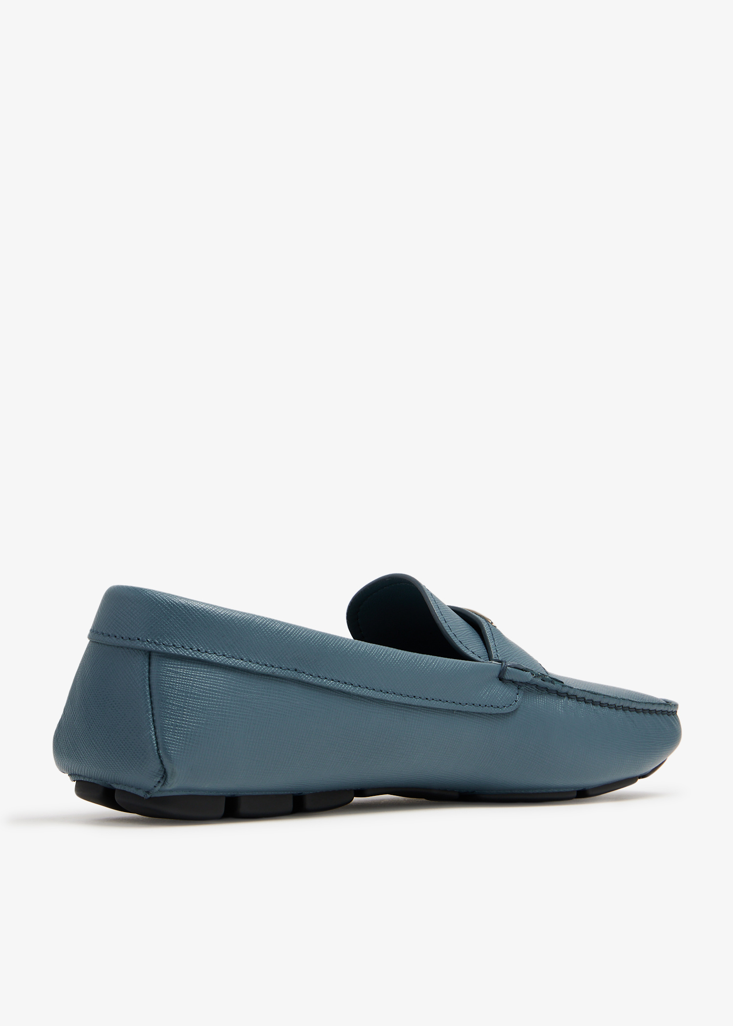 Prada Drivers Loafers Blue Saffiano Leather 2DD164 Size 10.5 US New Prada Saffiano leather drivers for Men - Blue in UAE | Level  main image 2