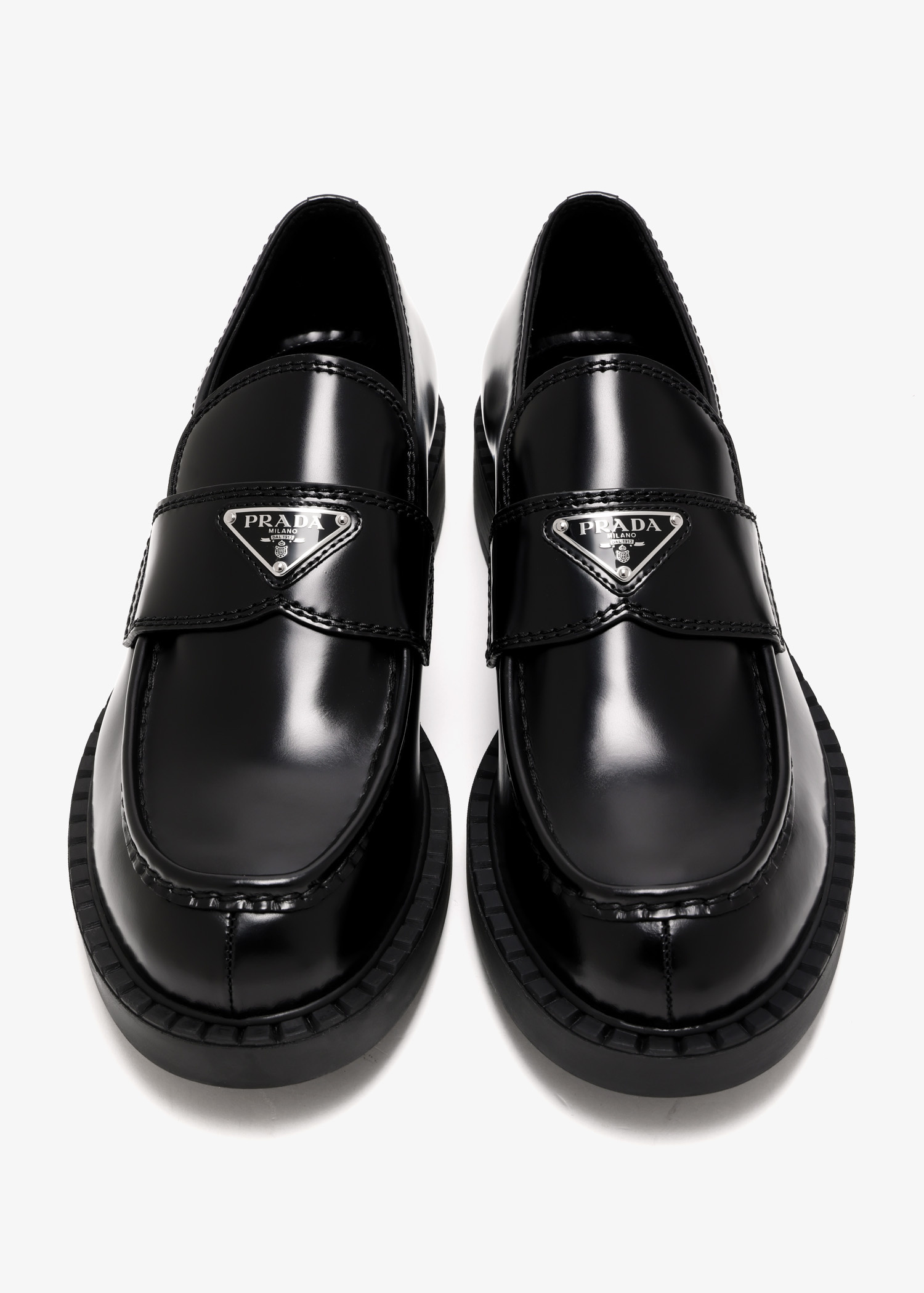Prada Chocolate brushed leather loafers for Men - Black in
