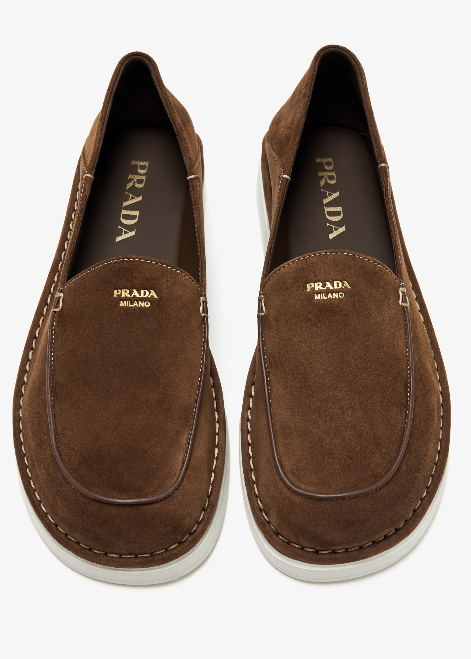 Prada Dark Brown Suede Moccasin Slip-Ons Cocoa Brown Chocolate suede loafers | PRADA - United States main image 2