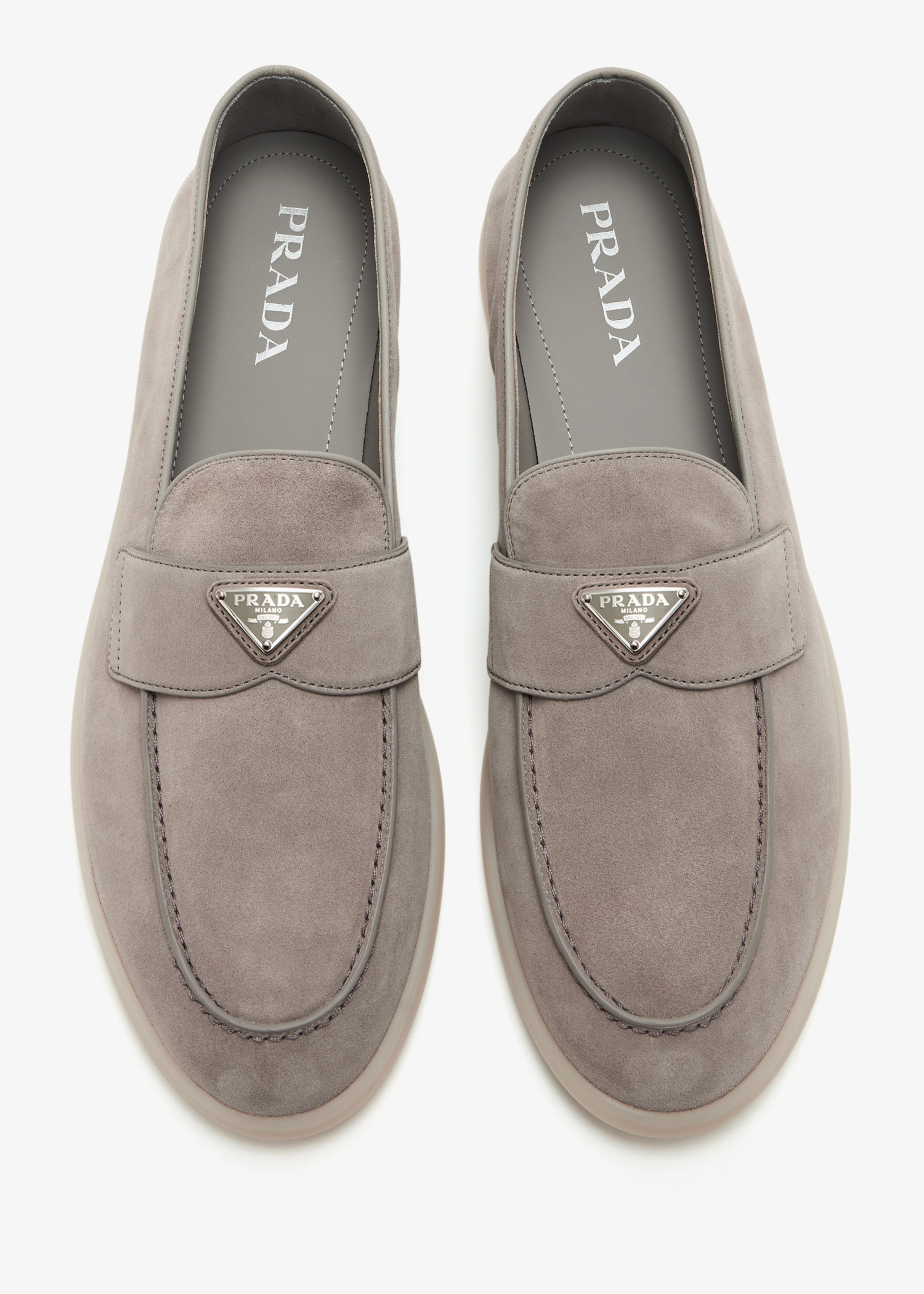 Prada Suede loafers for Men - Grey in UAE | Level Shoes display picture 1