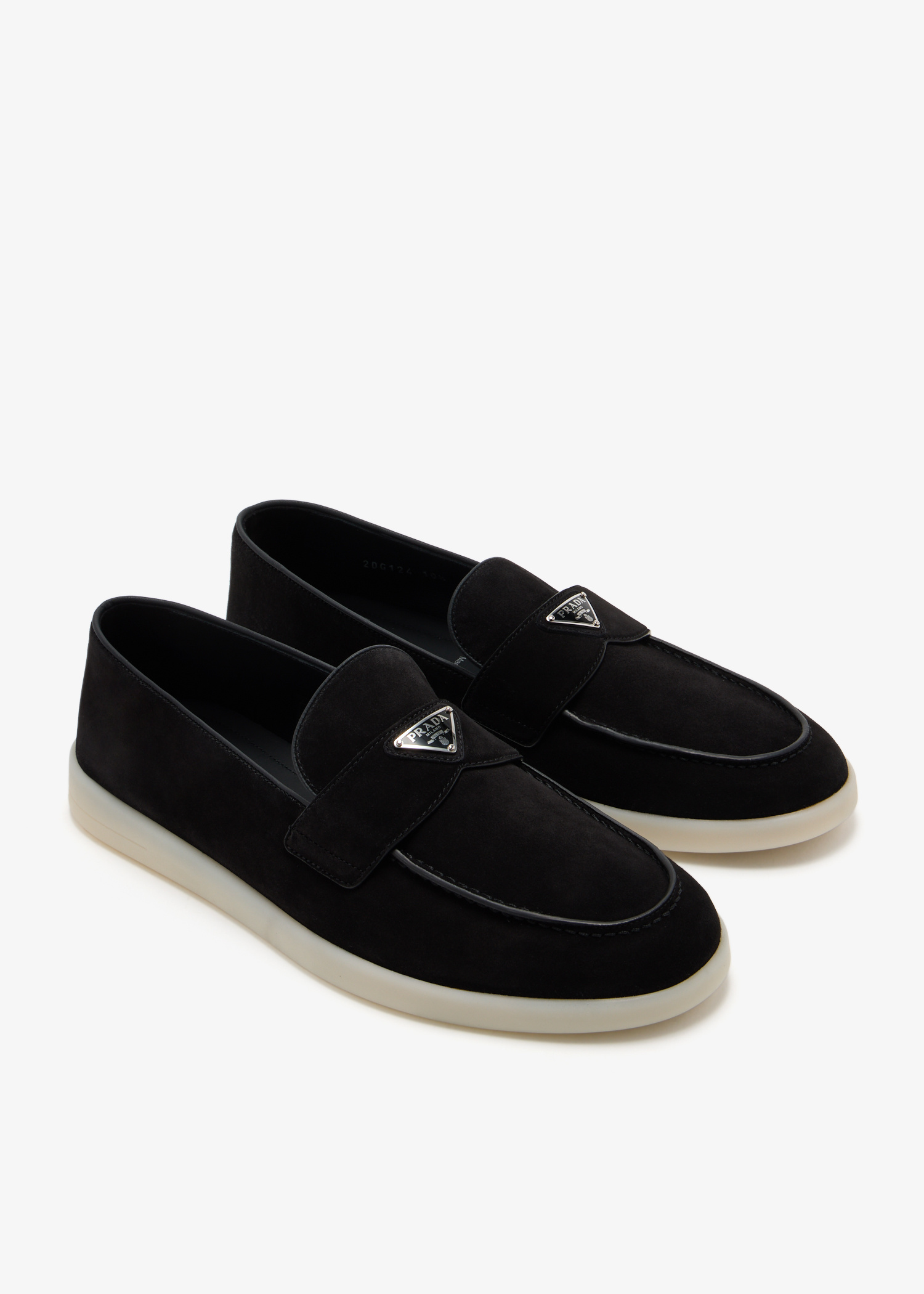 サンダル PRADA Black Suede Loafers Prada Suede Loafers | Black | FARFETCH