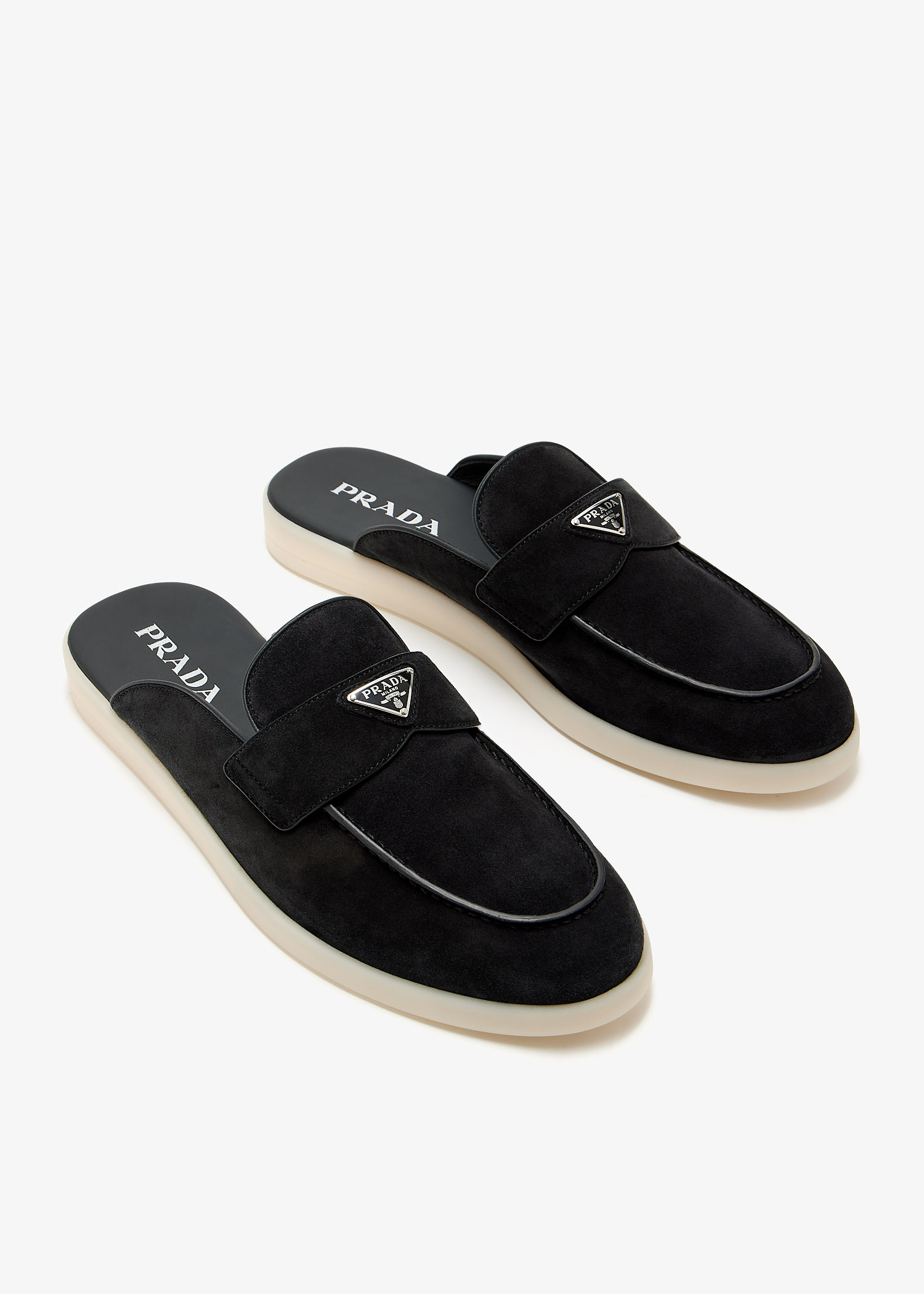 Prada Suede mules for Men - Black in Oman | Level Shoes