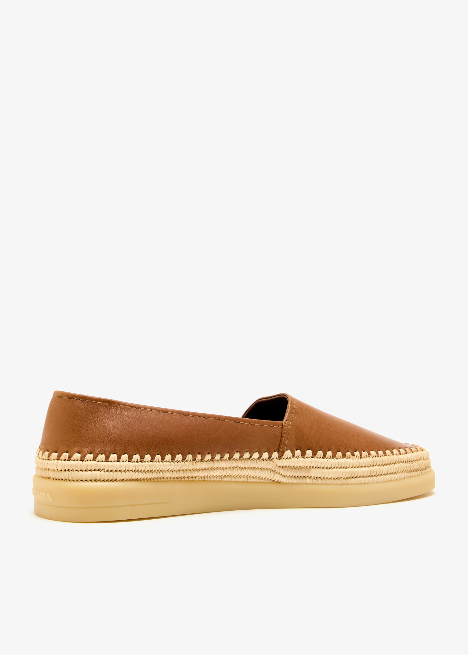 Prada Brown Nappa Leather Lace Up Espadrilles Prada Downtown nappa leather sneakers  main image 2