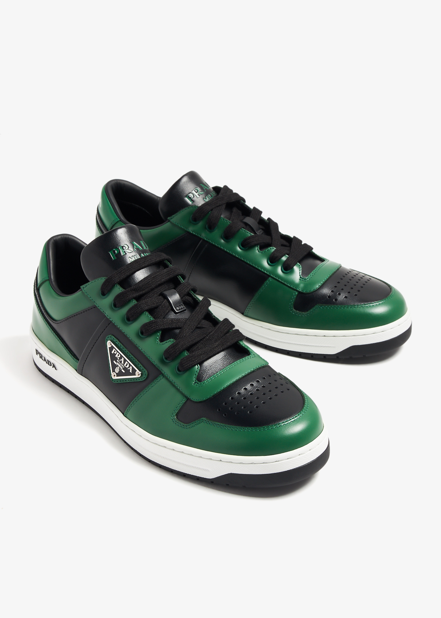Prada Downtown leather sneakers for Men - Green in Oman | Level Shoes